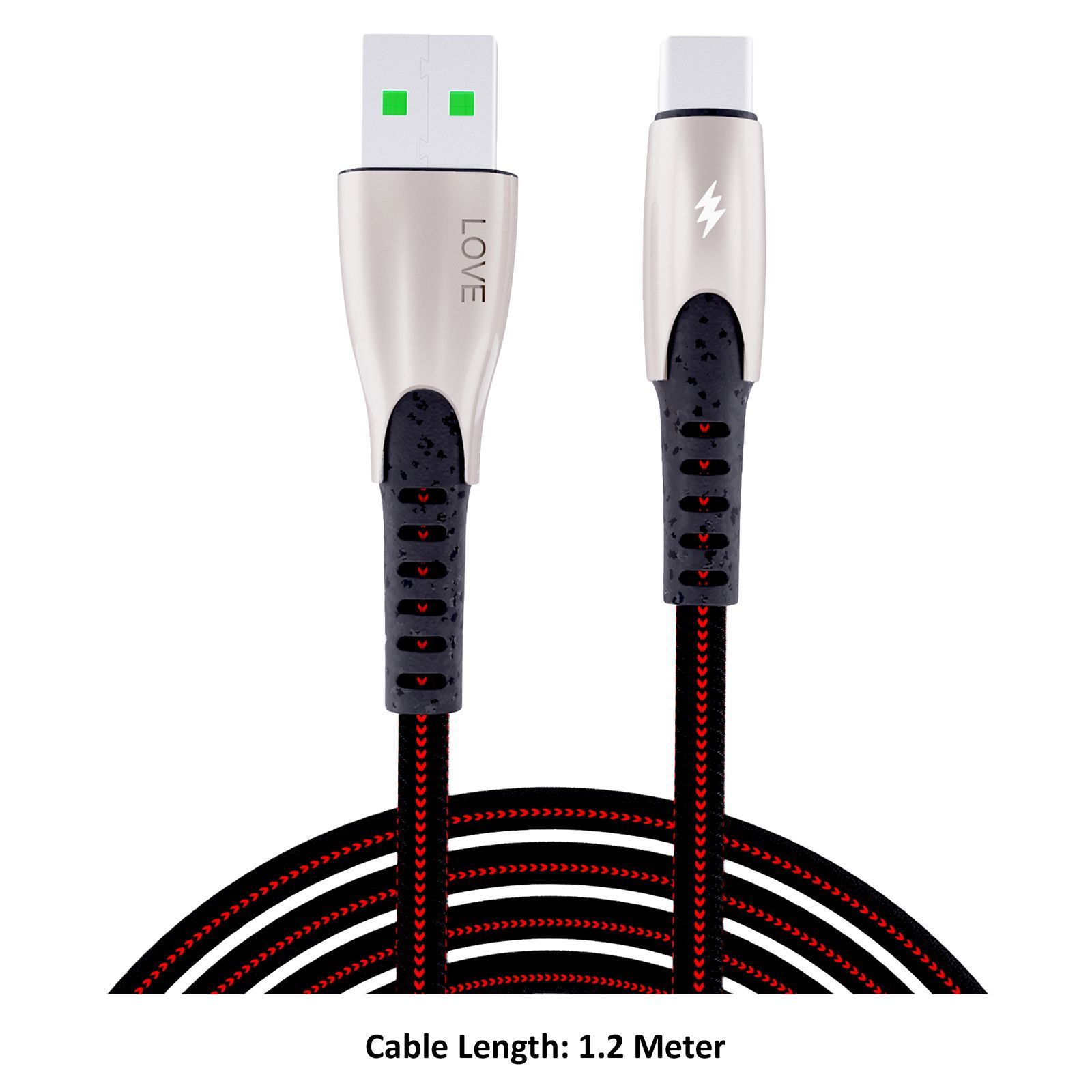 BACK-BRAINERS Love Type A to Type C 3.9 Feet (1.2M) Cable (TPE Braided, Black)_4