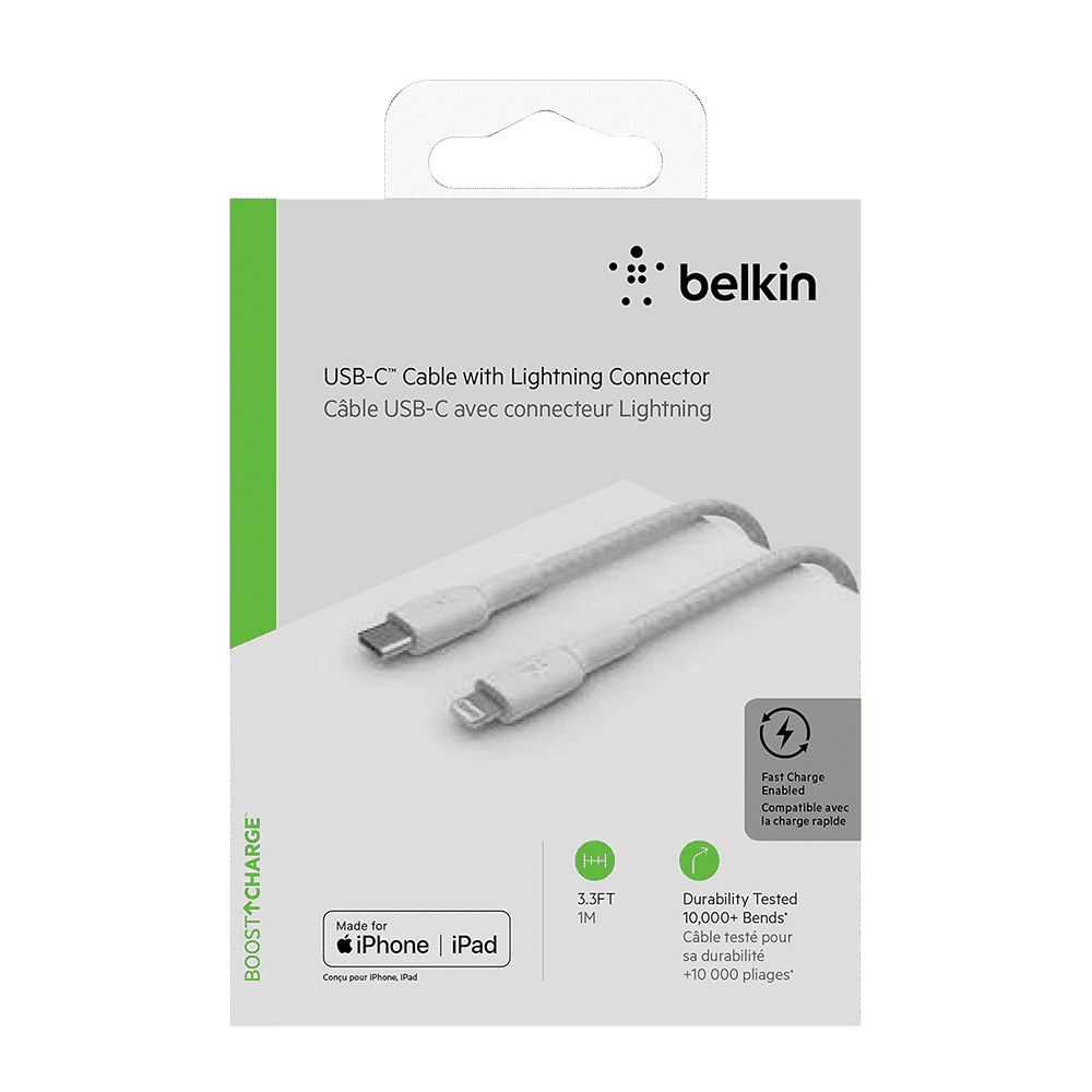 belkin BoostCharge Type C to Lightning Connector 3.3 Feet (1 M) Cable (Withstand 8000+ Bends, White) belkin BoostCharge Type C to Lightning Connector 3.3 Feet (1 M) Cable (Withstand 8000+ Bends, White)_10