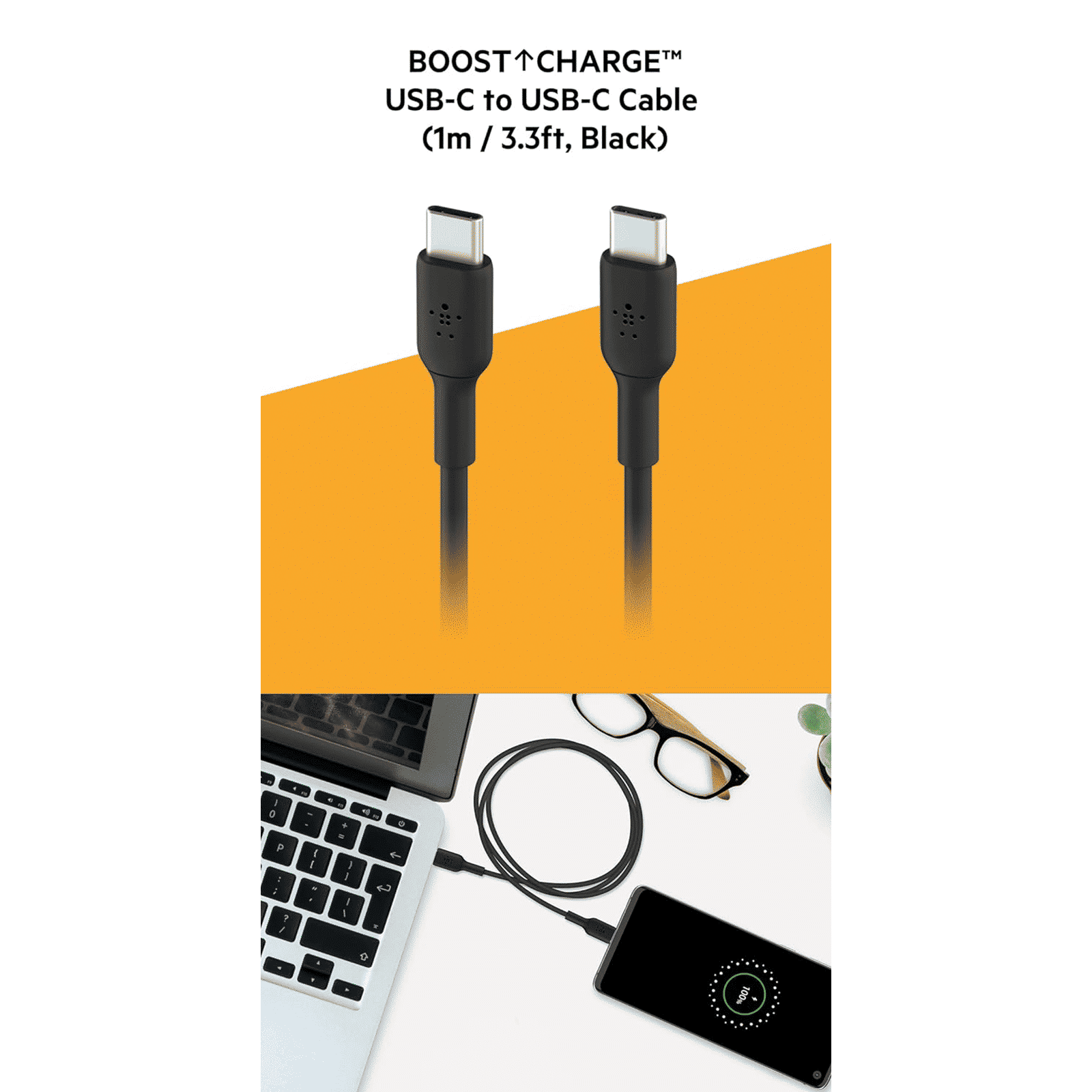 belkin Boost Charge Type C to Type C 3.2 Feet (1M) Cable (PVC Cord, Black)_7