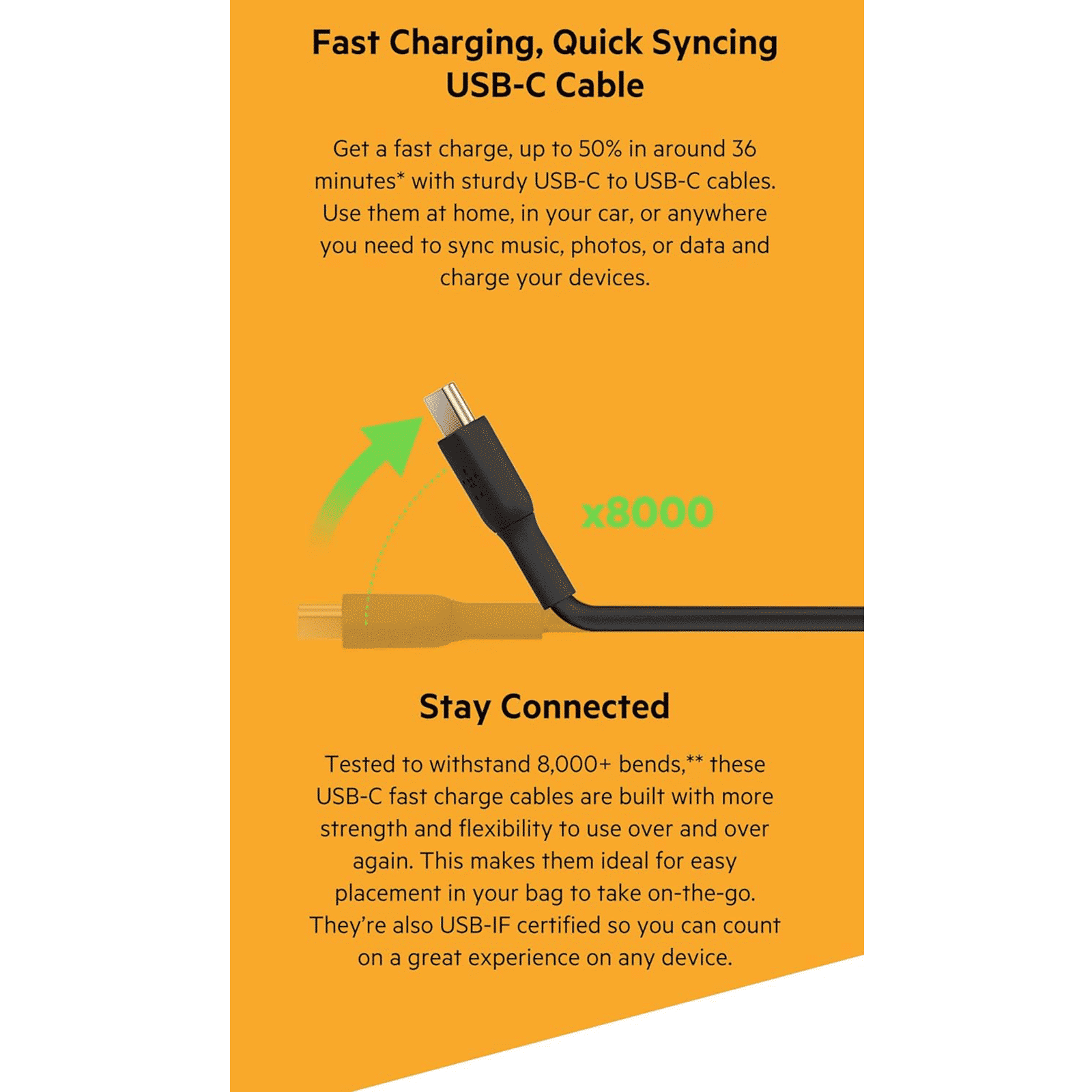 belkin Boost Charge Type C to Type C 3.2 Feet (1M) Cable (PVC Cord, Black)_8