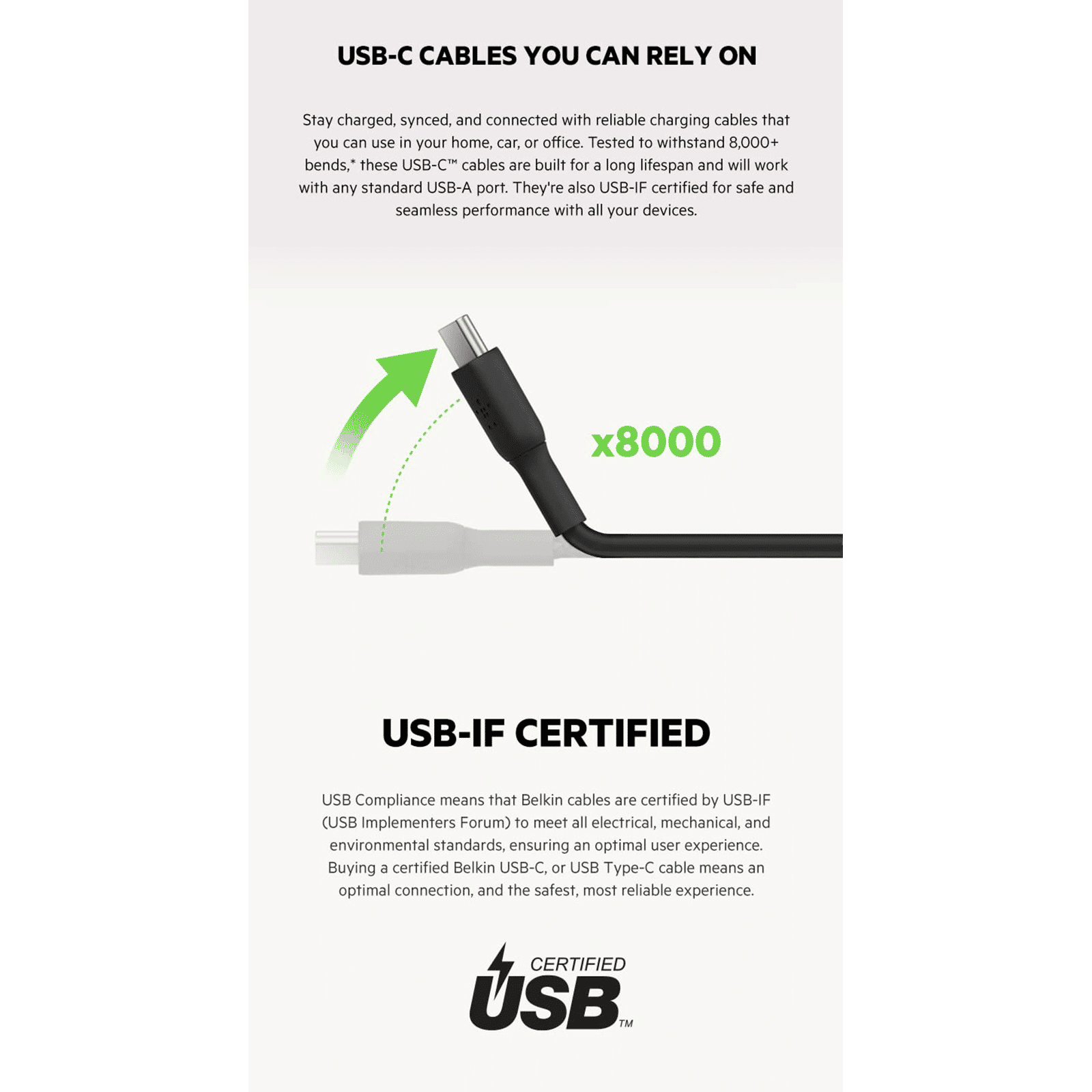 belkin Boost Charge Type C to Type A 3.2 Feet (1M) Cable (PVC Cord, Black)_8