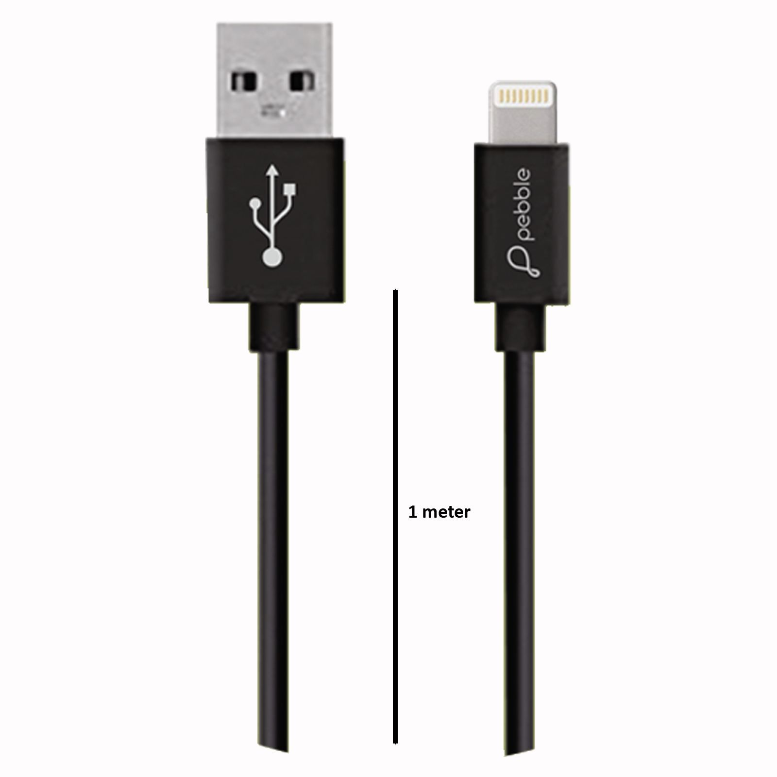 pebble PBCL10 Type A to Lightning 3.2 Feet (1M) Cable (Fast Charging, Black)_4