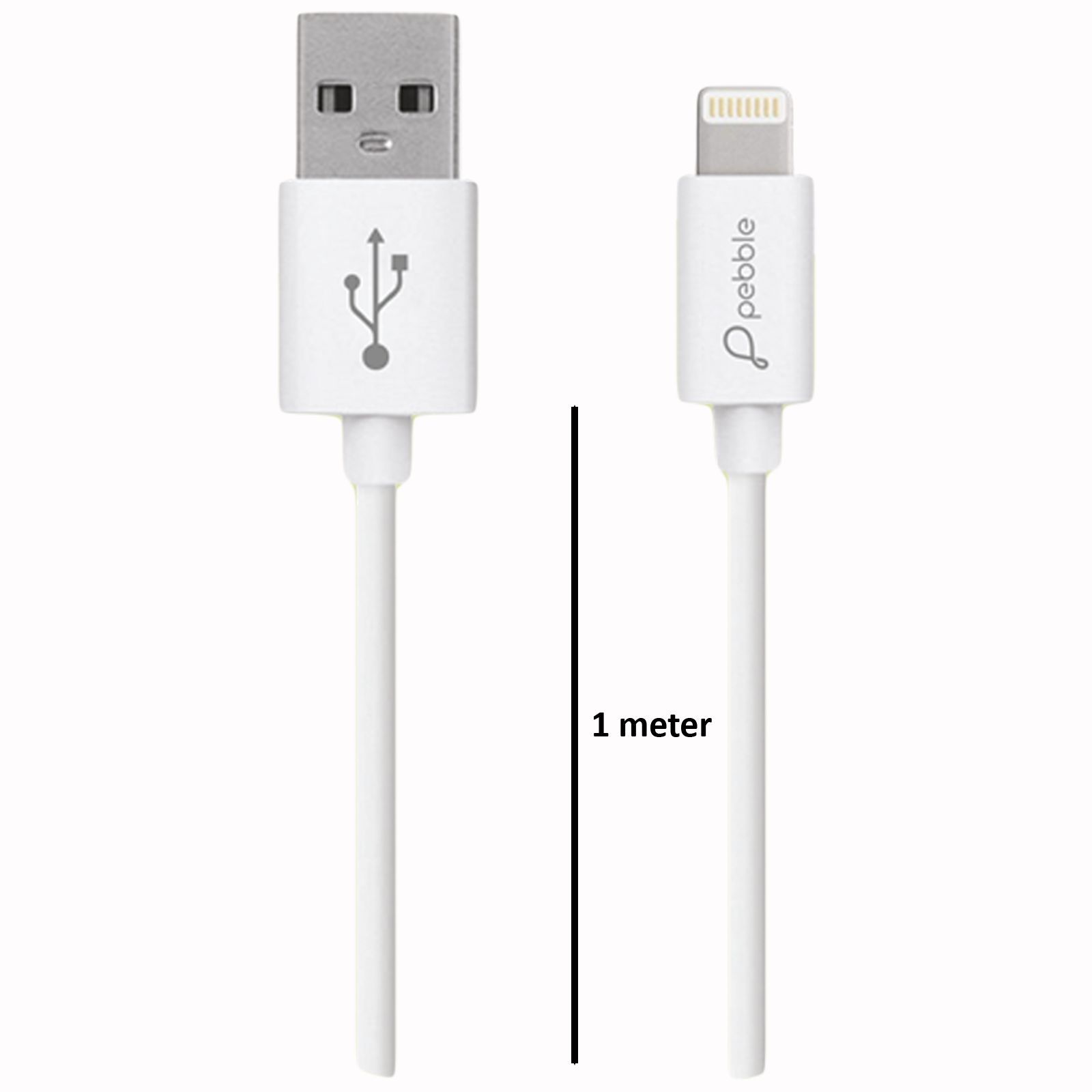 pebble PBCL10 Type A to Lightning 3.2 Feet (1M) Cable (Fast Charging, White)_4