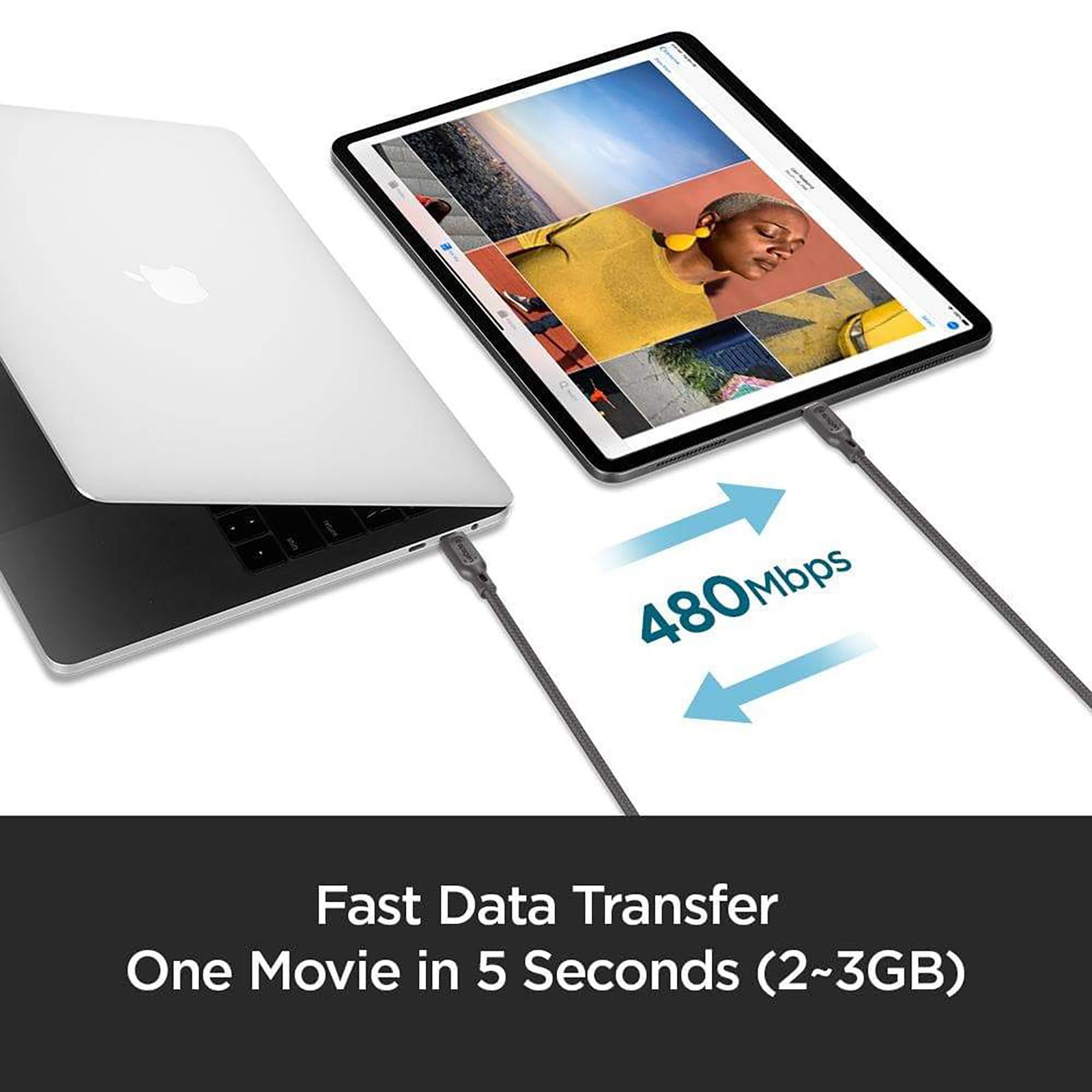 spigen Dura Sync Type C to Type C 2.9 Feet (0.9M) Cable (Fast Charging Supported, Gun Metal)_16