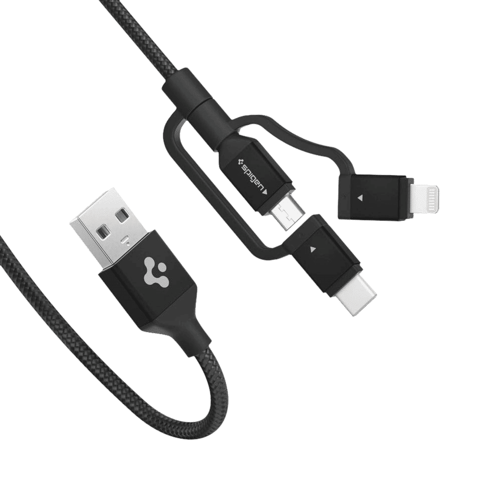 spigen Dura Sync Type A to Type C, Micro USB, Lightning 2.9 Feet (0.9M) 3-in1 Cable (Nylon Braided, Black) spigen Dura Sync Type A to Type C, Micro USB, Lightning 2.9 Feet (0.9M) 3-in1 Cable (Nylon Braided, Black)_4