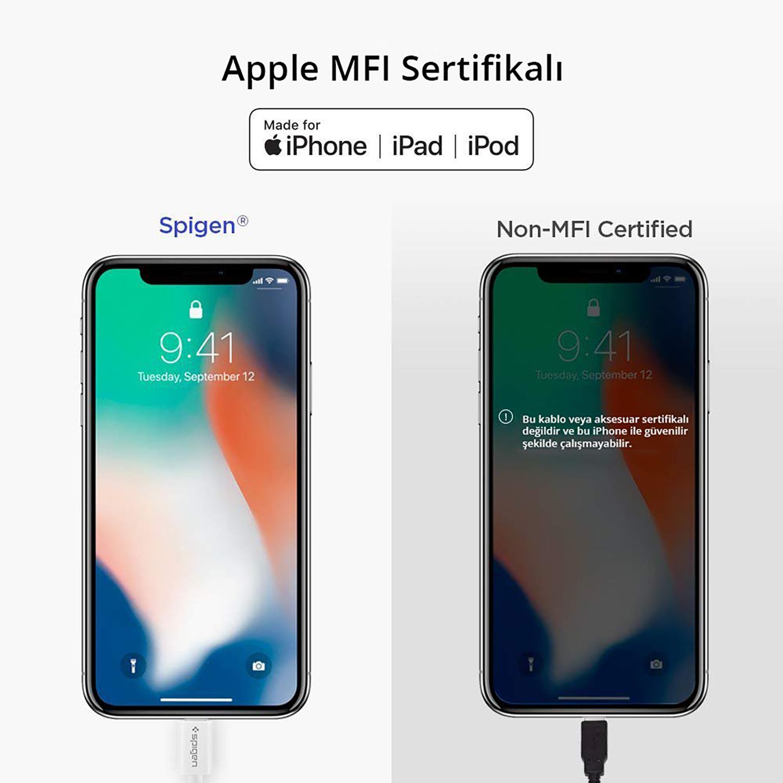 spigen 000CB24457 Type A to Lightning 2.9 Feet (0.9M) Cable (Quick Charge 3.0, White)_6