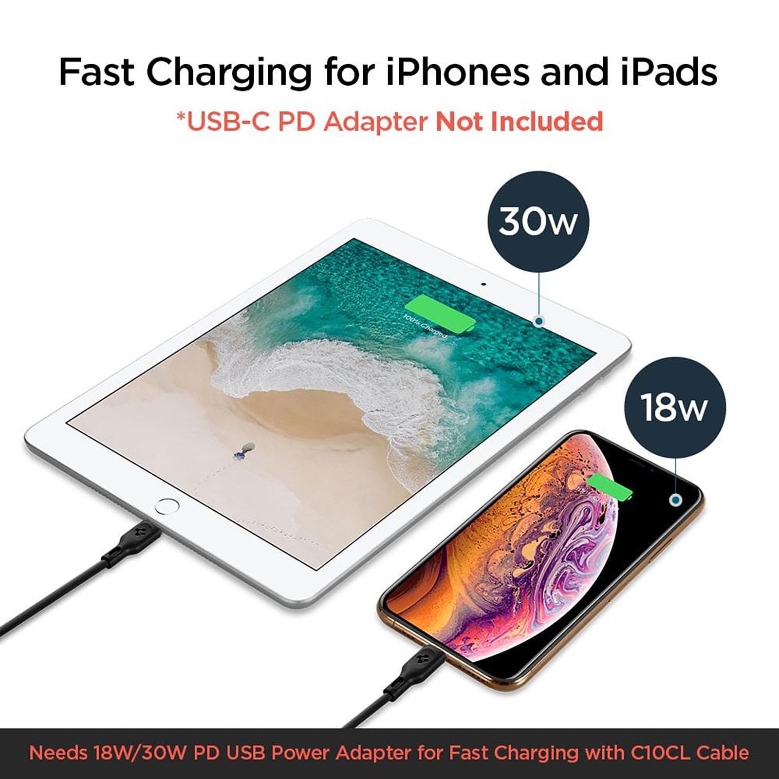spigen Dura Sync Type C to Lightning 3.2 Feet (1M) Cable (Fast Charging Supported, Black)_13