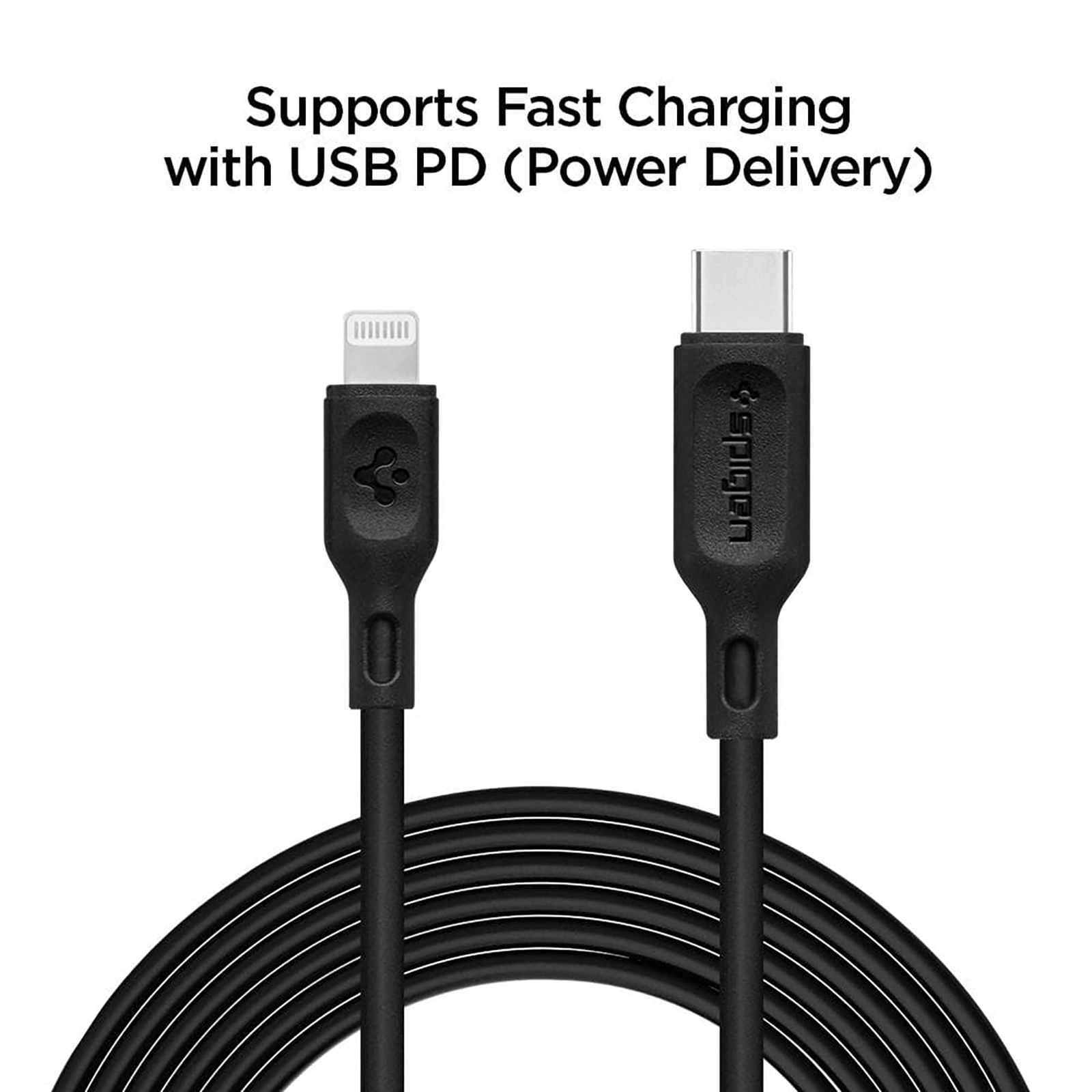 spigen Dura Sync Type C to Lightning 3.2 Feet (1M) Cable (Fast Charging Supported, Black)_17