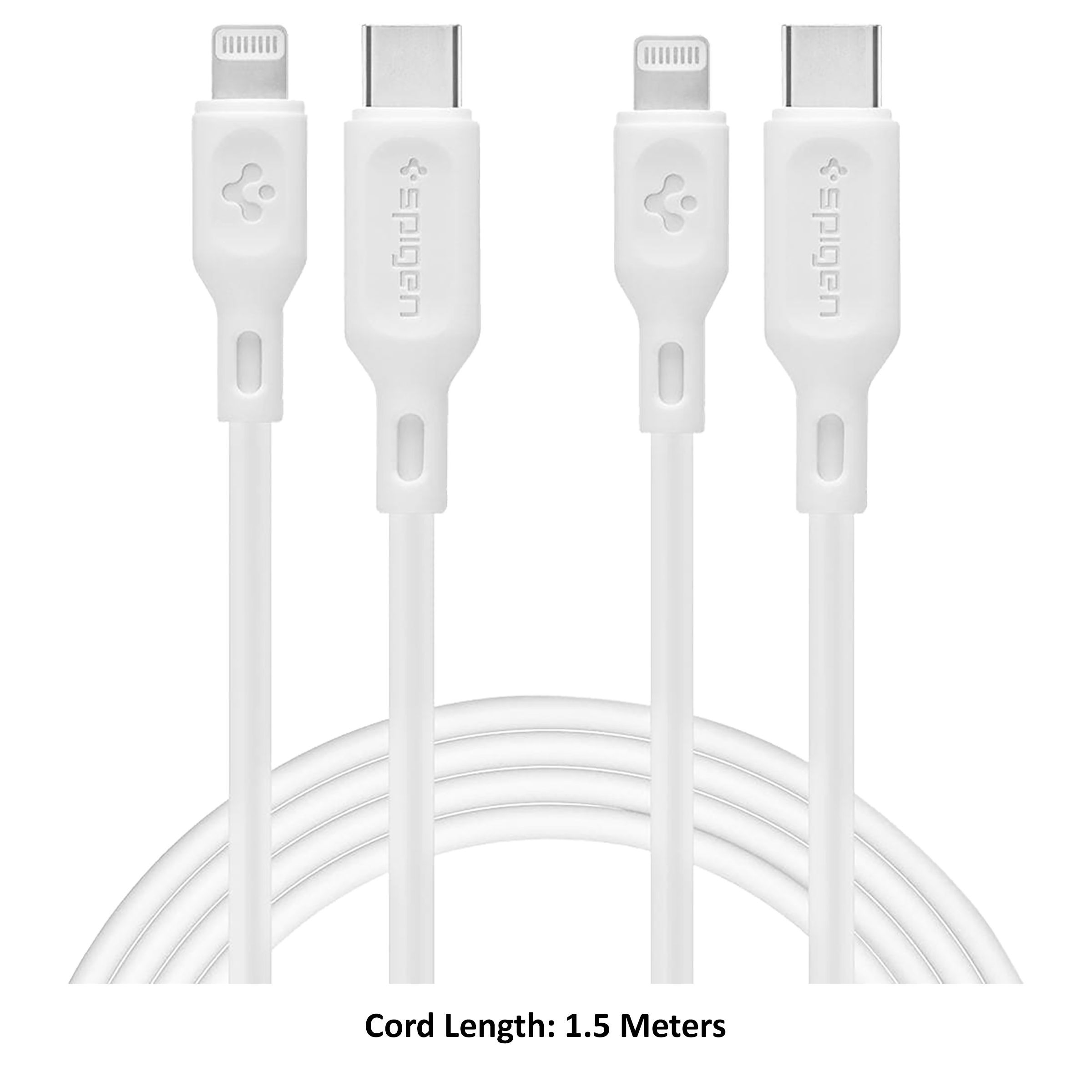 spigen Dura Sync Type C to Lightning 4.9 Feet (1.5M) Cable (Fast Charging Supported, White)_4