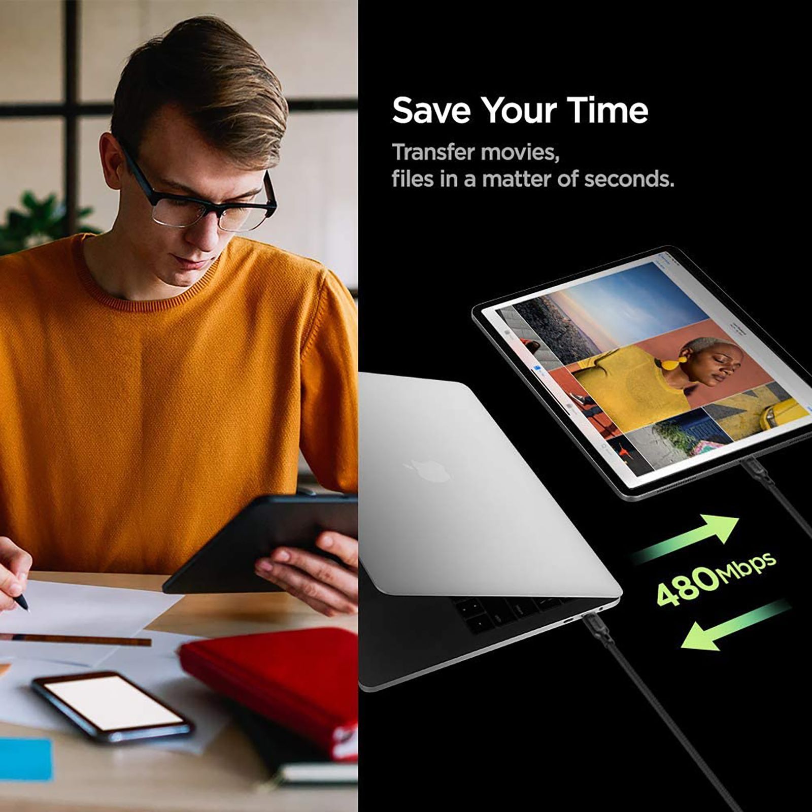 spigen Dura Sync Type C to Type C 4.9 Feet (1.5M) Cable (Nylon Braided, White)_8