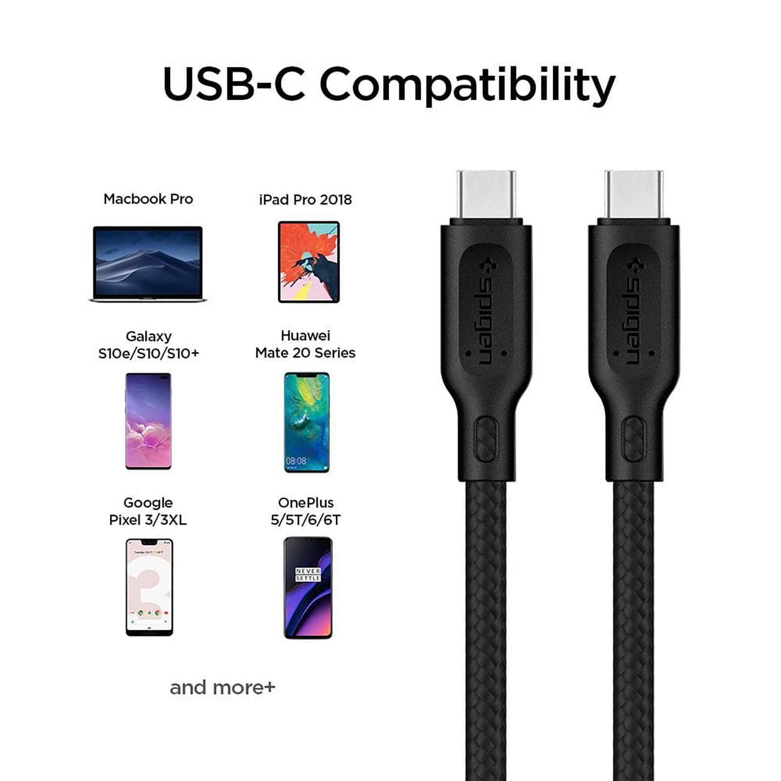 spigen Dura Sync Type C to Type C 4.9 Feet (1.5M) Cable (Nylon Braided, White)_11