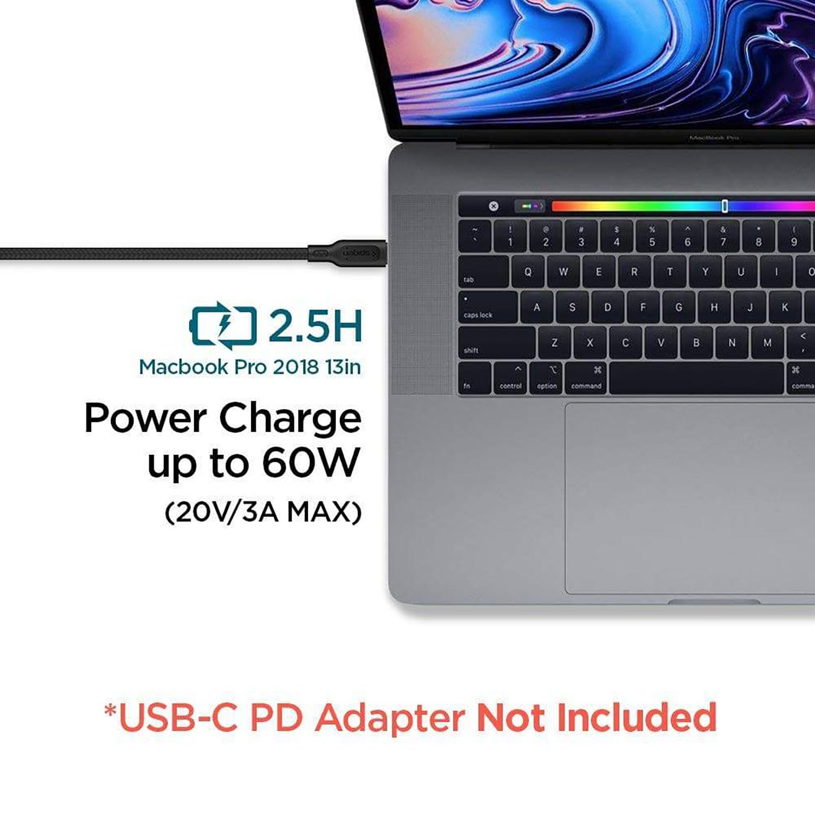 spigen Dura Sync Type C to Type C 4.9 Feet (1.5M) Cable (Nylon Braided, White)_12