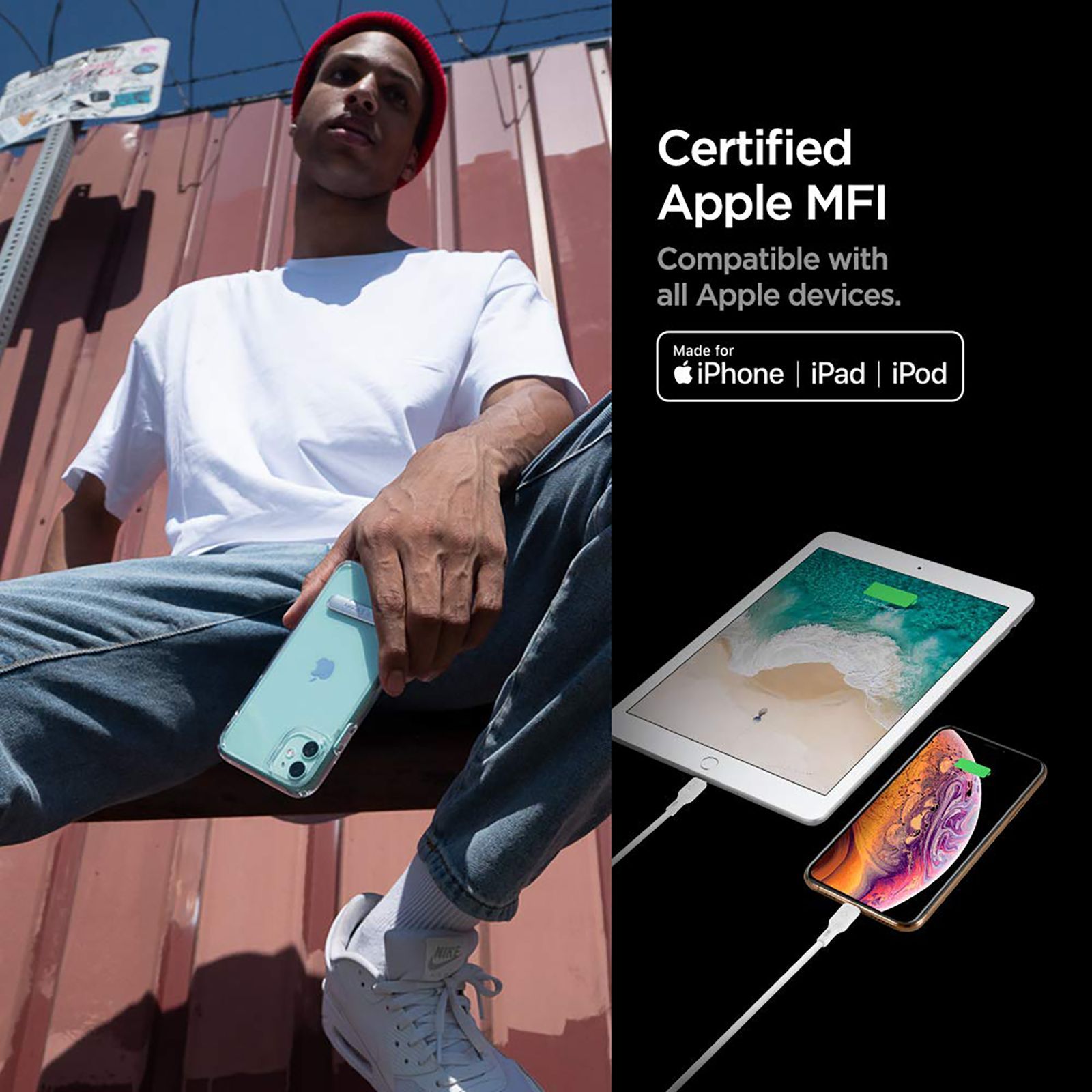 spigen Dura Sync Type C to Lightning 2.9 Feet (0.9M) Cable (Nylon Braided, White)_7