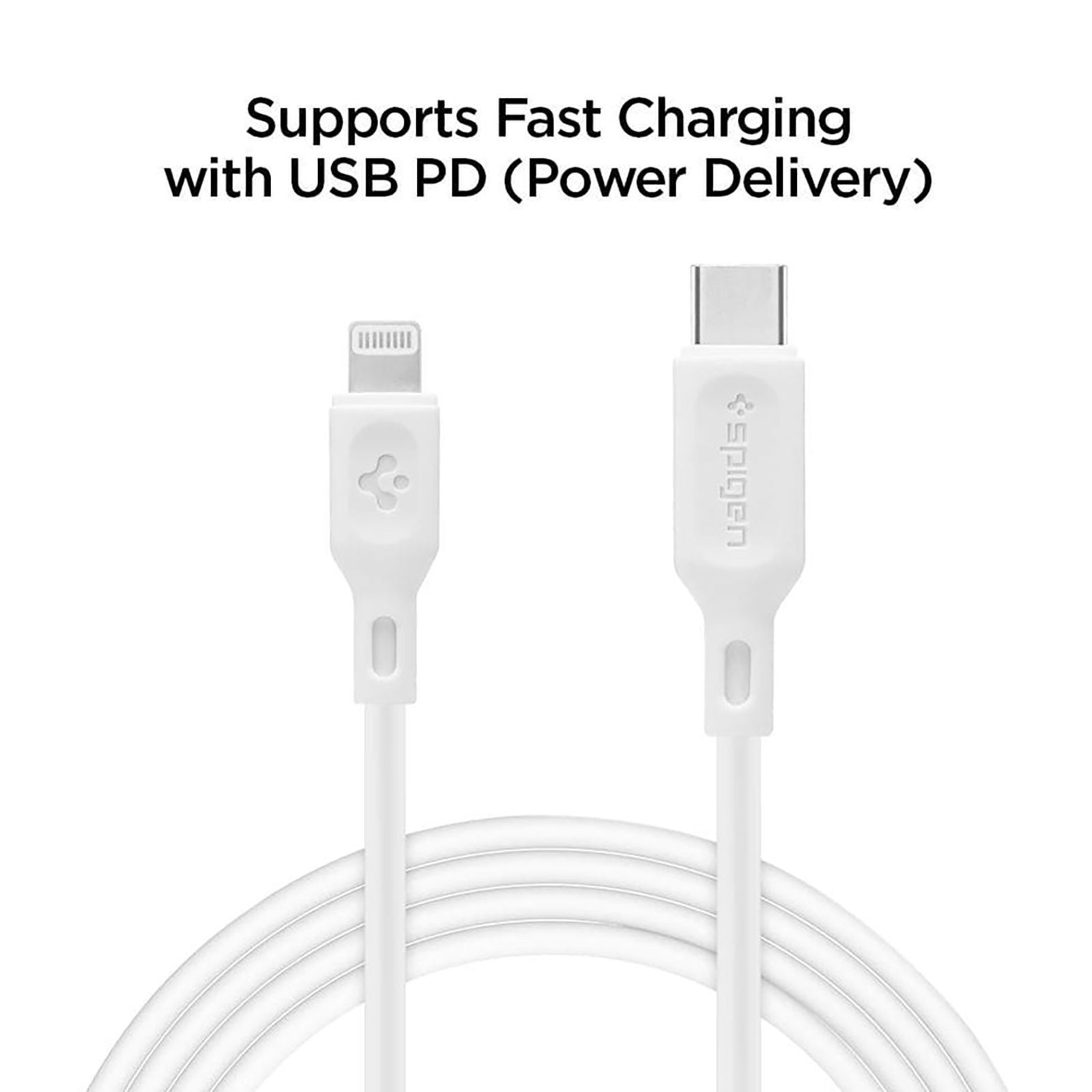 spigen Dura Sync Type C to Lightning 2.9 Feet (0.9M) Cable (Nylon Braided, White)_11
