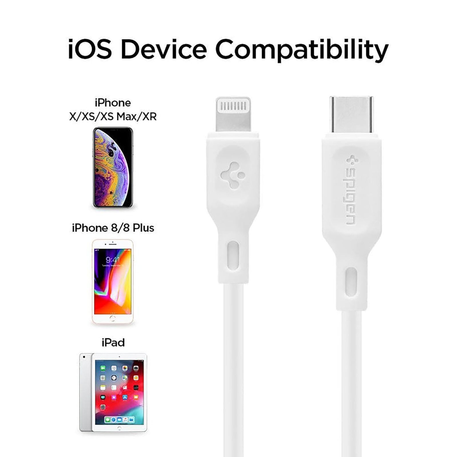 spigen Dura Sync Type C to Lightning 2.9 Feet (0.9M) Cable (Nylon Braided, White)_13