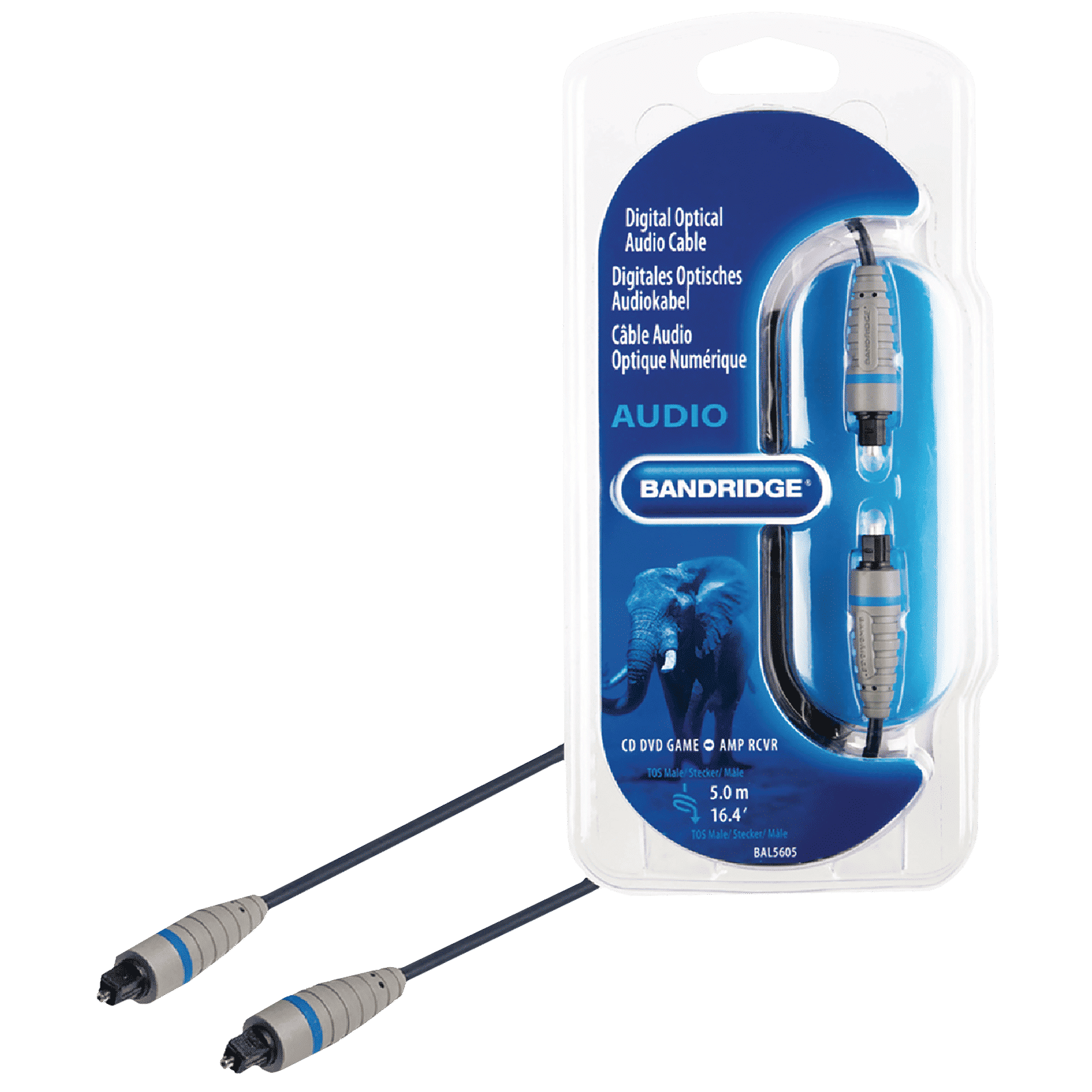 Bandridge BAL5605 PVC 5 Meter TosLink to TosLink Audio Cable (Oxygen Free Inner Copper, Blue)_1