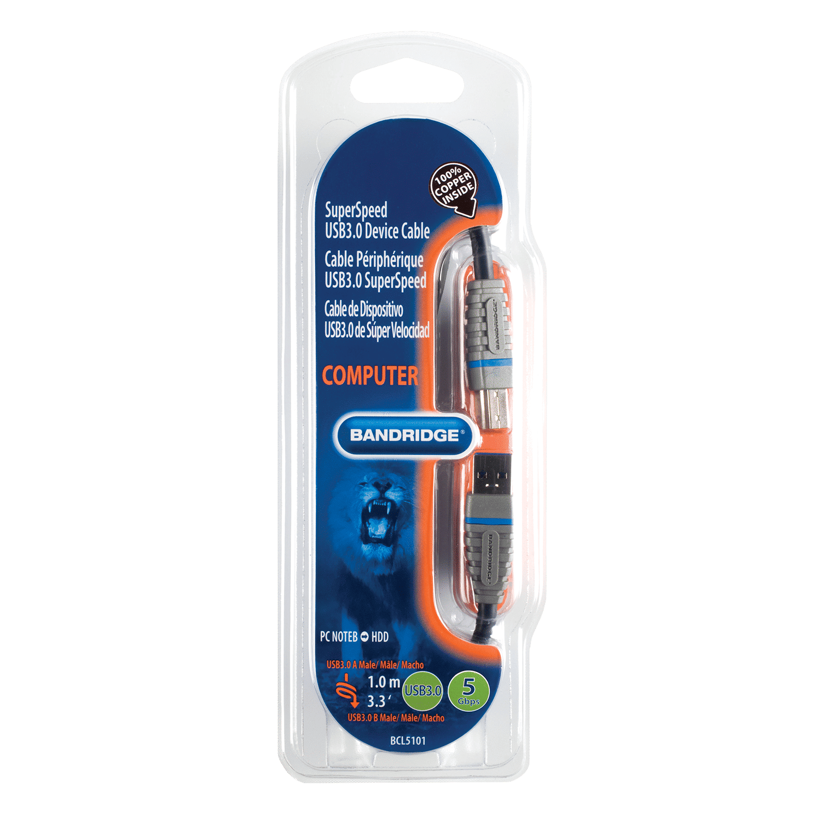 Bandridge BCL5101 PVC 1 Meter USB 3.0 (Type-A) to USB 3.0 (Type-B) Data Transfer USB Cable (Upto 5 Gbps Data Transfer, Blue) Bandridge BCL5101 PVC 1 Meter USB 3.0 (Type-A) to USB 3.0 (Type-B) Data Transfer USB Cable (Upto 5 Gbps Data Transfer, Blue)_8