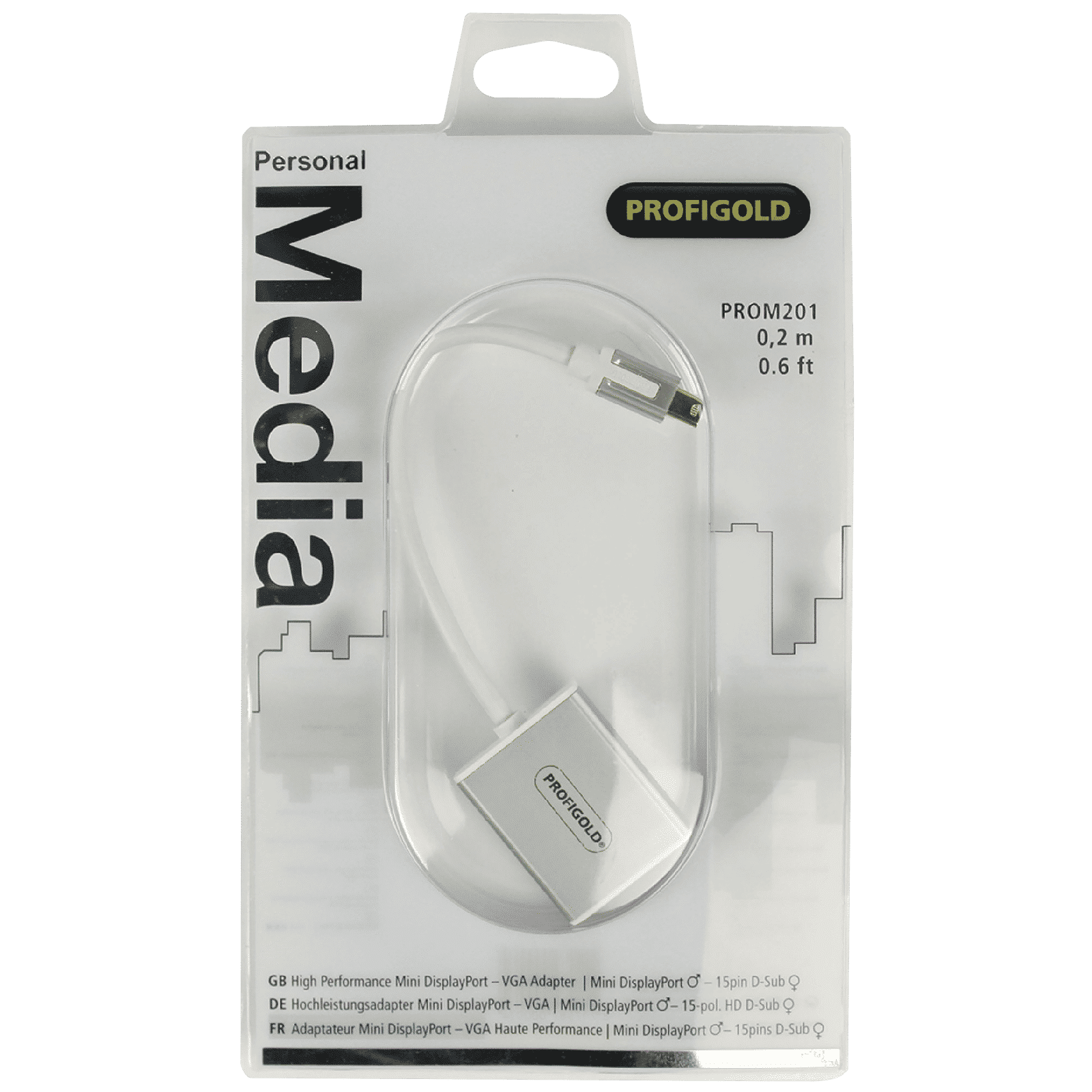 PROFIGOLD PROM201 PVC 0.2 Meter Mini DisplayPort to VGA Video Display Cable (Double Shielded Cable, White)_6