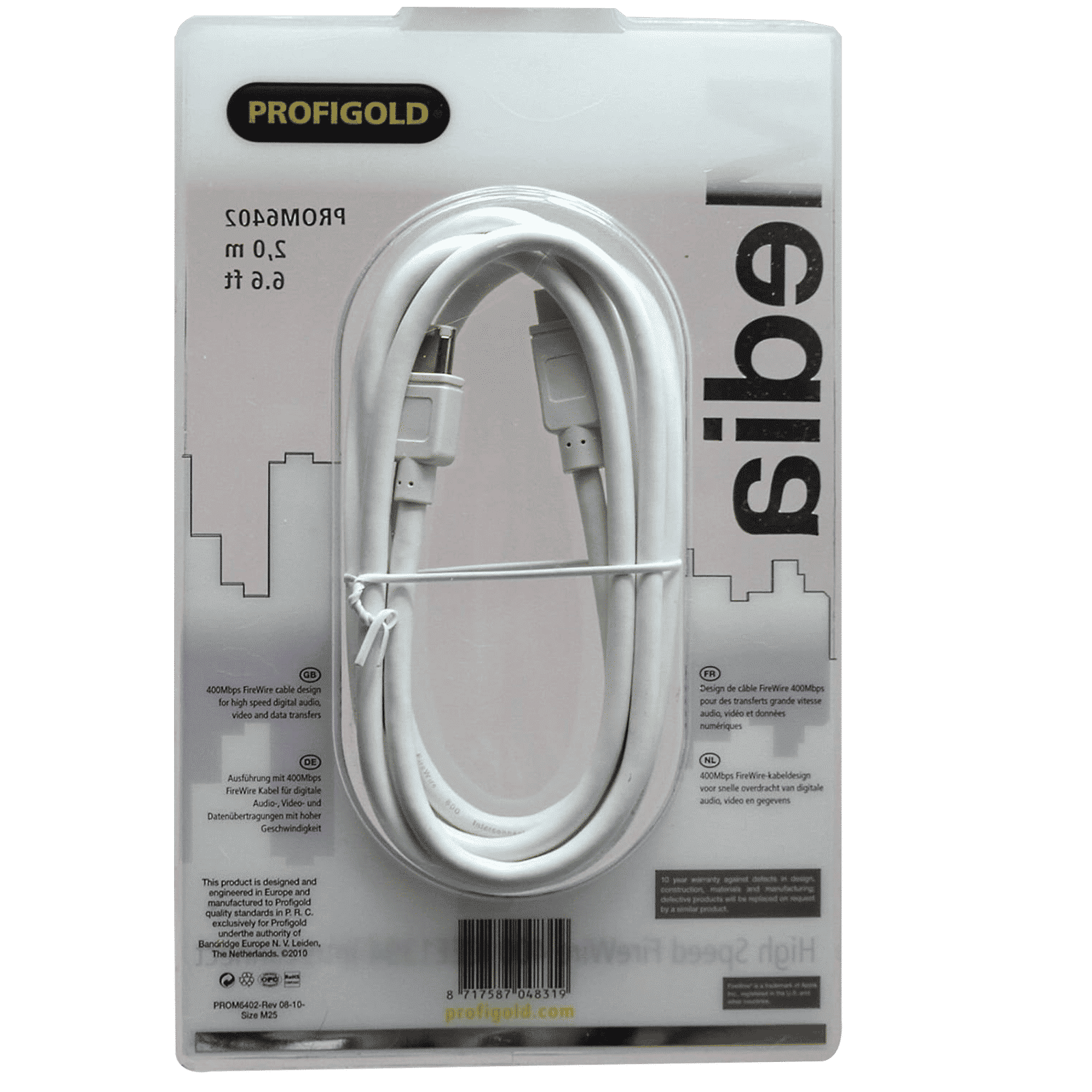 PROFIGOLD PROM6402 PVC 2 Meter 6 Pin to 9 Pin Data Transfer FireWire Cable (Oxygen Free Copper , White)_4