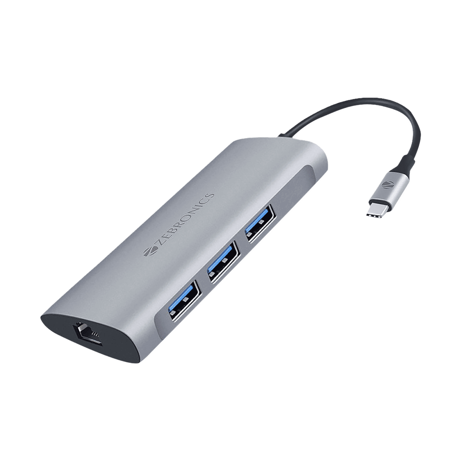Zebronics Zeb-TA1000UCL Multiport Adapter (2 LAN Ports, 6 in 1, Aluminum body, Silver)_1