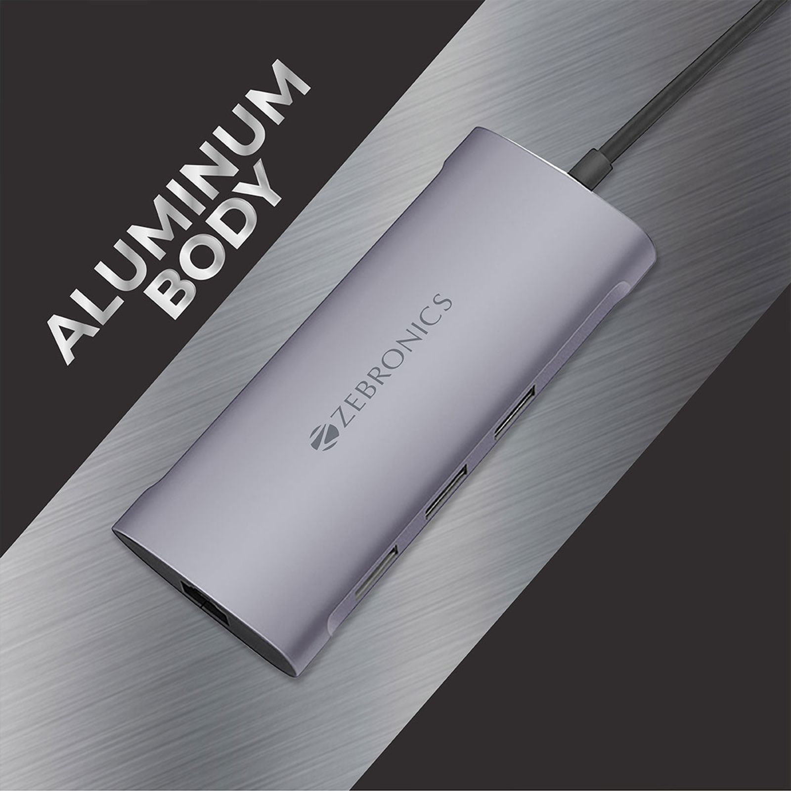 Zebronics Zeb-TA1000UCL Multiport Adapter (2 LAN Ports, 6 in 1, Aluminum body, Silver)_4