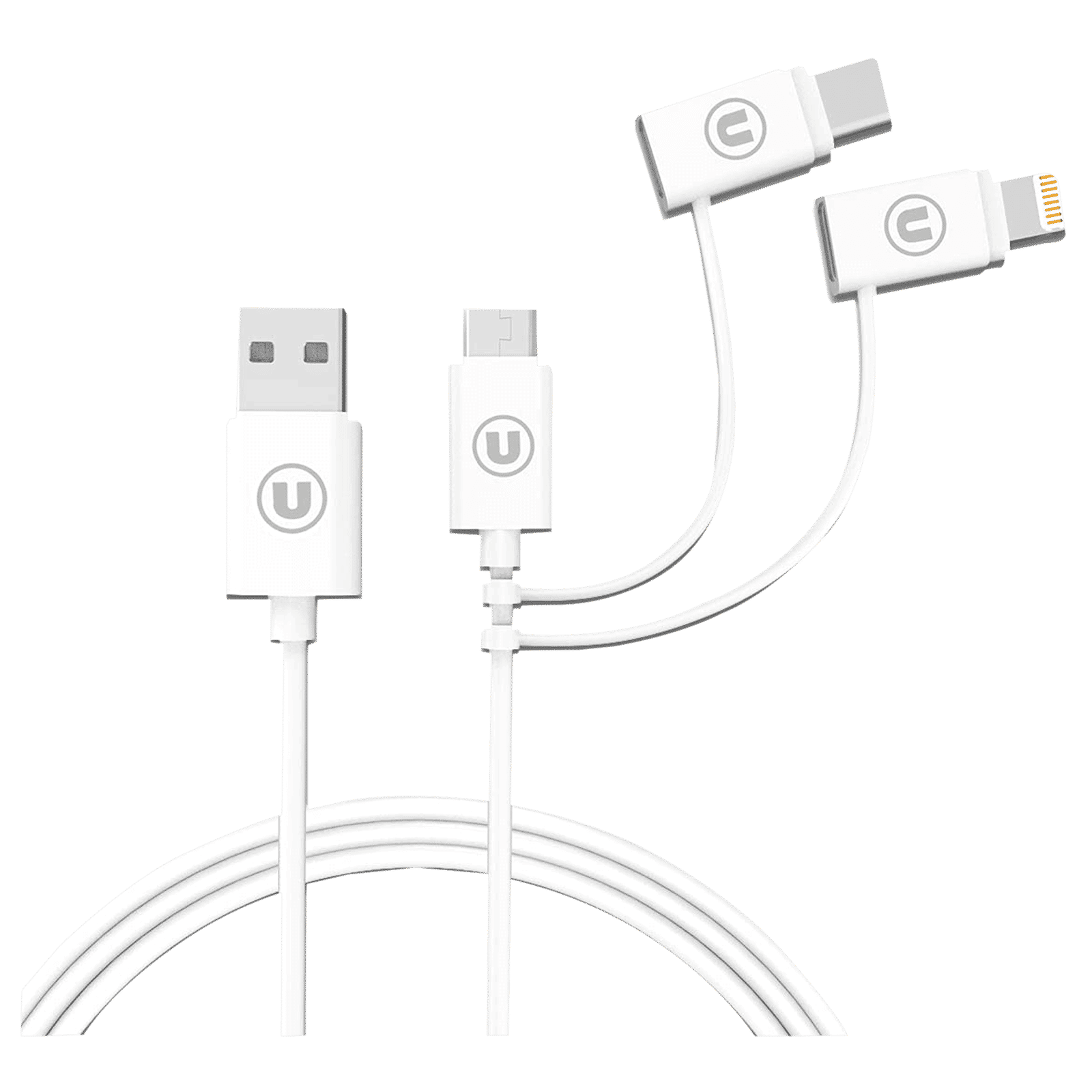 Bandridge 1 Meter USB 3.0 to USB Type-C 3.0 Micro USB 2.0 Lightning Power/Charging Power Cable (Tangle Free, B3IN1W, White) Bandridge 1 Meter USB 3.0 to USB Type-C 3.0 Micro USB 2.0 Lightning Power/Charging Power Cable (Tangle Free, B3IN1W, White)_1