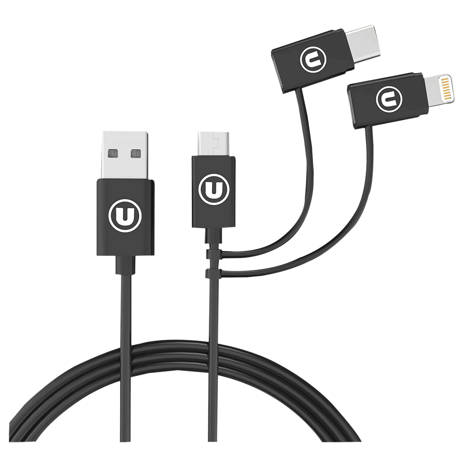 Bandridge U Series Type A to Type C, Micro USB, Lightning 3.2 Feet (1M) 3-in1 Cable (Tangle Free, Black) Bandridge U Series Type A to Type C, Micro USB, Lightning 3.2 Feet (1M) 3-in1 Cable (Tangle Free, Black)_1