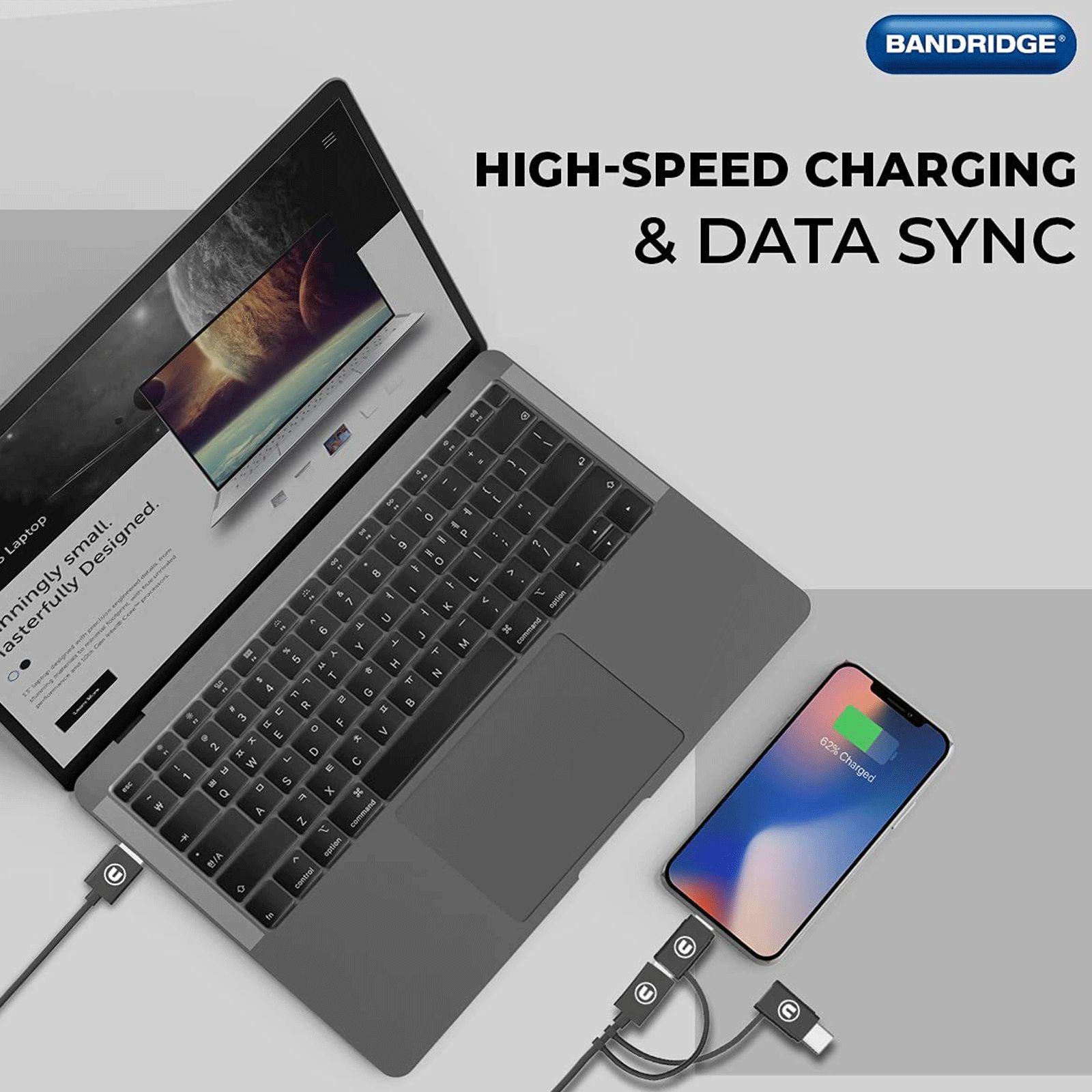 Bandridge U Series Type A to Type C, Micro USB, Lightning 3.2 Feet (1M) 3-in1 Cable (Tangle Free, Black) Bandridge U Series Type A to Type C, Micro USB, Lightning 3.2 Feet (1M) 3-in1 Cable (Tangle Free, Black)_7