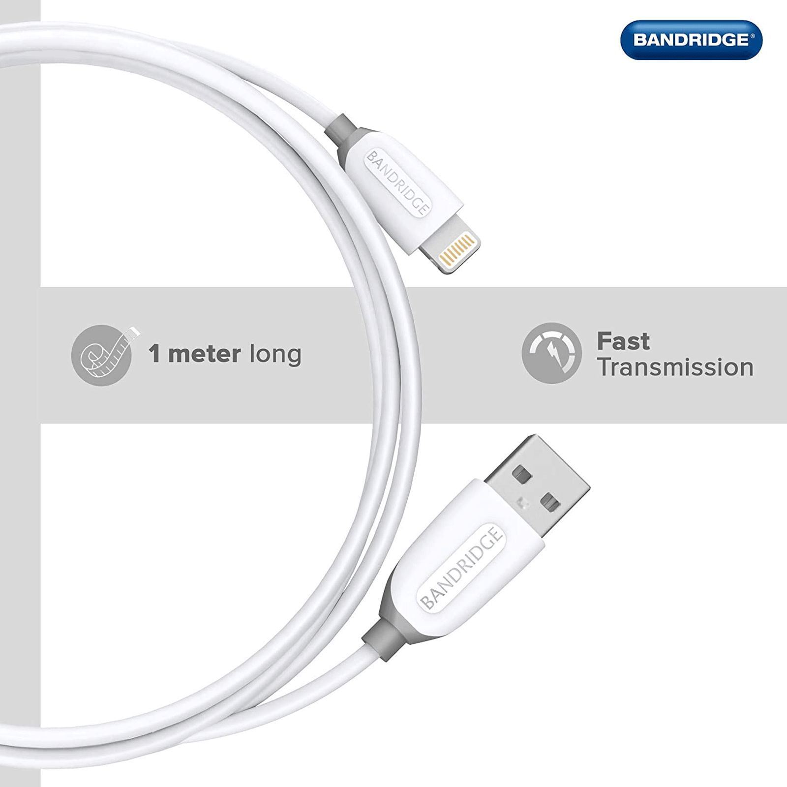 Bandridge APL Type A to Lightning 3.2 Feet (1M) Cable (Tangle Free, Blue)_4