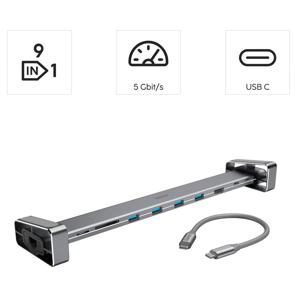 hama USB Type C to USB 2.0 Type A, USB Type C, HDMI, RJ45, Micro SD, SD Docking Station (1 Gbps Data Transfer Rate, Black)_8