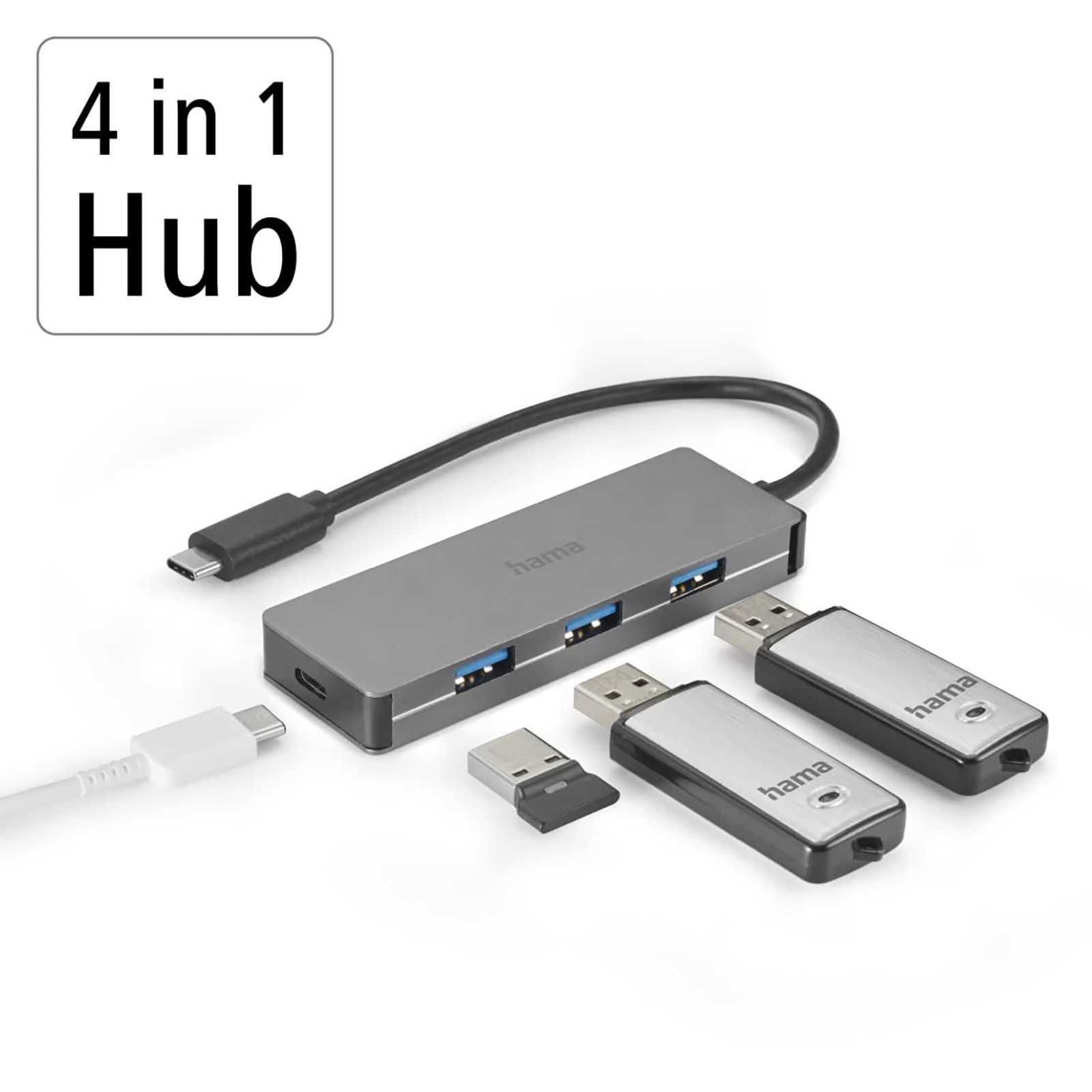 hama Hub for PC, Notebook, MacBook, Tablet (4 x USB 3.2 (Type-C) Ports, 200105, Black)_6