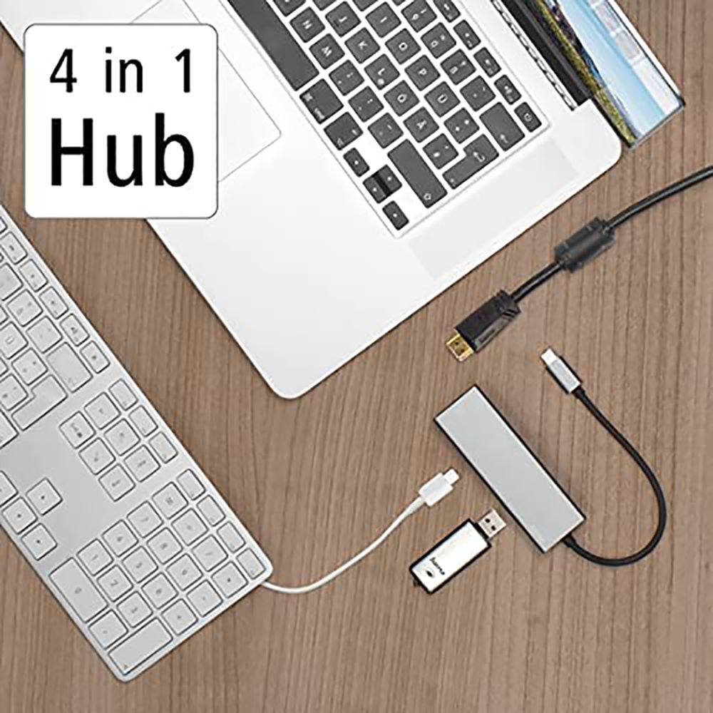hama 4-in-1 USB Type C to USB Type C, USB Type A, HDMI Multiport Adapter (5 Gbps Data Transfer Rate, Black) hama 4-in-1 USB Type C to USB Type C, USB Type A, HDMI Multiport Adapter (5 Gbps Data Transfer Rate, Black)_4