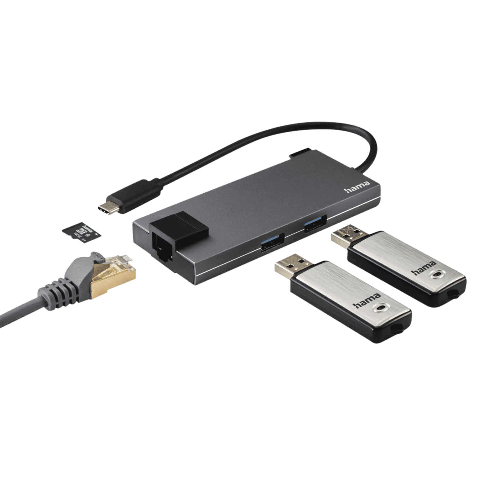 hama 5-in-1 USB Type C to USB Type C, RJ45, HDMI, Micro SD Multiport Hub (1 Gbps Data Transfer Rate, Anthracite) hama 5-in-1 USB Type C to USB Type C, RJ45, HDMI, Micro SD Multiport Hub (1 Gbps Data Transfer Rate, Anthracite)_3