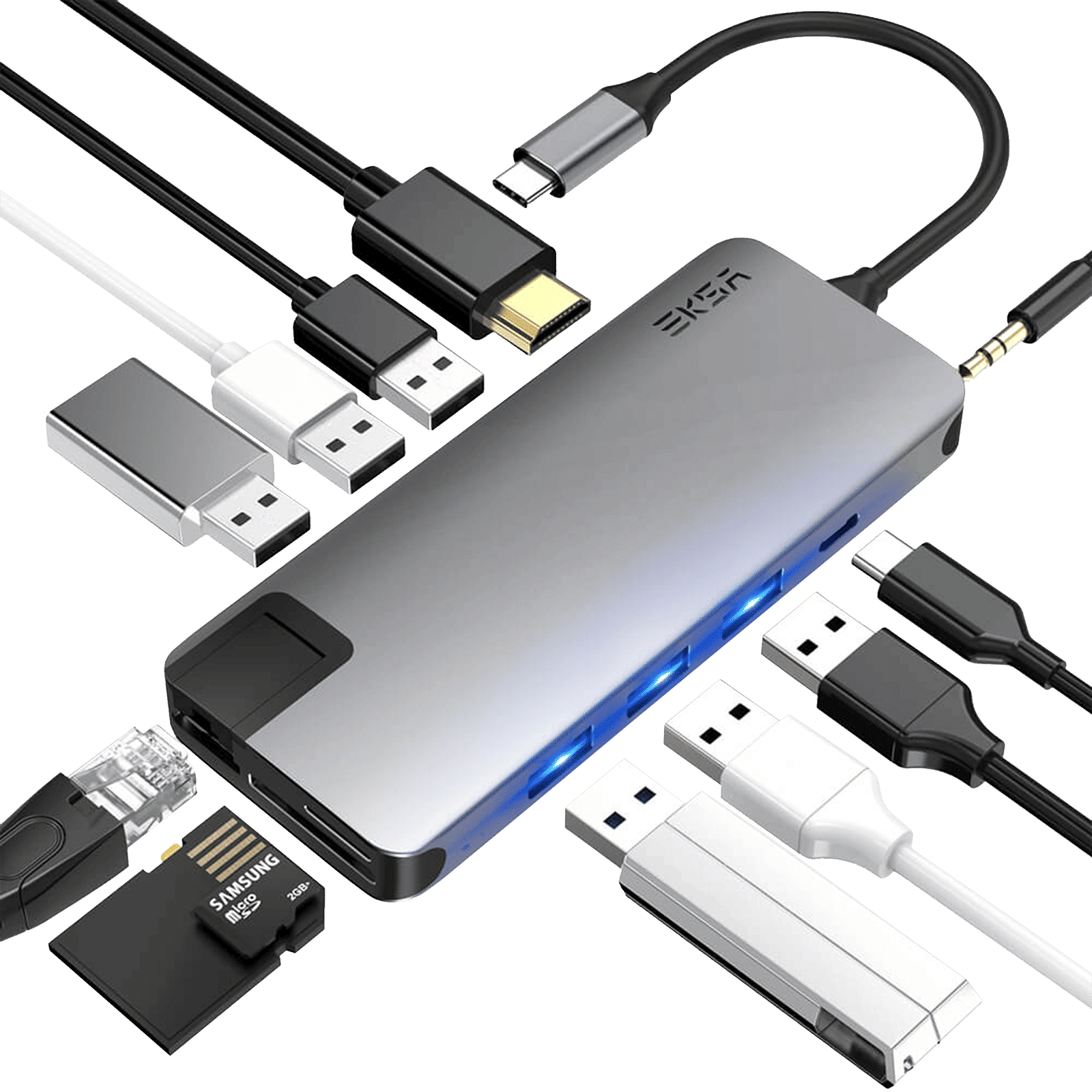 EKSA T20 USB (Type-C) to USB 3.0 Multi-Port Hub (12-in-1, Grey) EKSA T20 USB (Type-C) to USB 3.0 Multi-Port Hub (12-in-1, Grey)_1