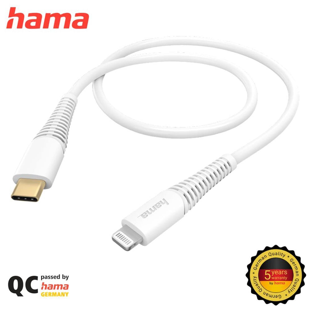 hama Type C to Lightning Connector, Type B, Type C 4.95 Feet (1.5 M) Cable (High Mechanical Resistance, White) hama Type C to Lightning Connector, Type B, Type C 4.95 Feet (1.5 M) Cable (High Mechanical Resistance, White)_3