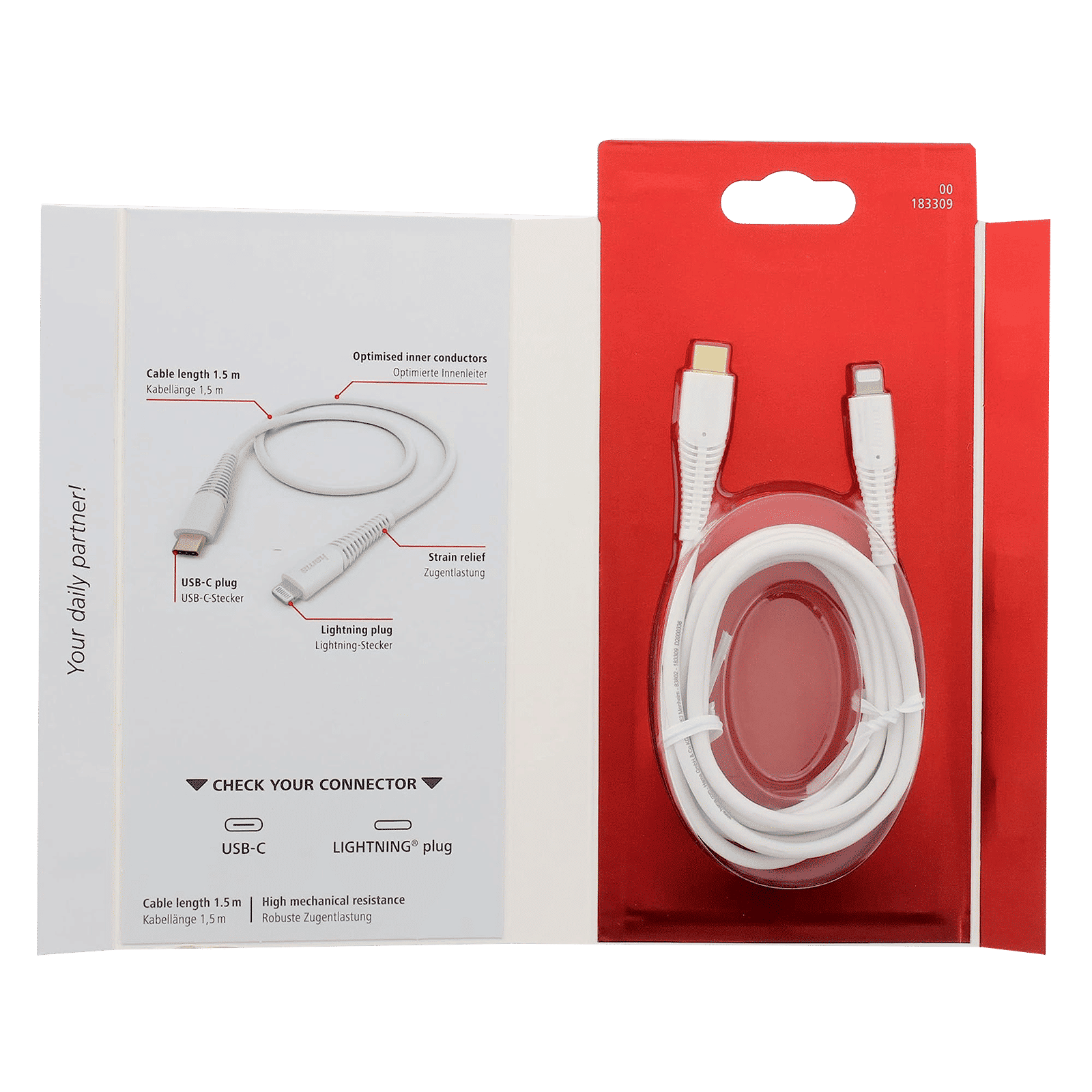 hama Type C to Lightning Connector, Type B, Type C 4.95 Feet (1.5 M) Cable (High Mechanical Resistance, White) hama Type C to Lightning Connector, Type B, Type C 4.95 Feet (1.5 M) Cable (High Mechanical Resistance, White)_4
