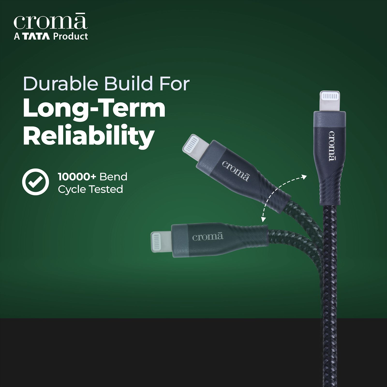 Croma Type A to Lightning 3.9 Feet (1.2M) Cable (Apple Certified, Black)_11