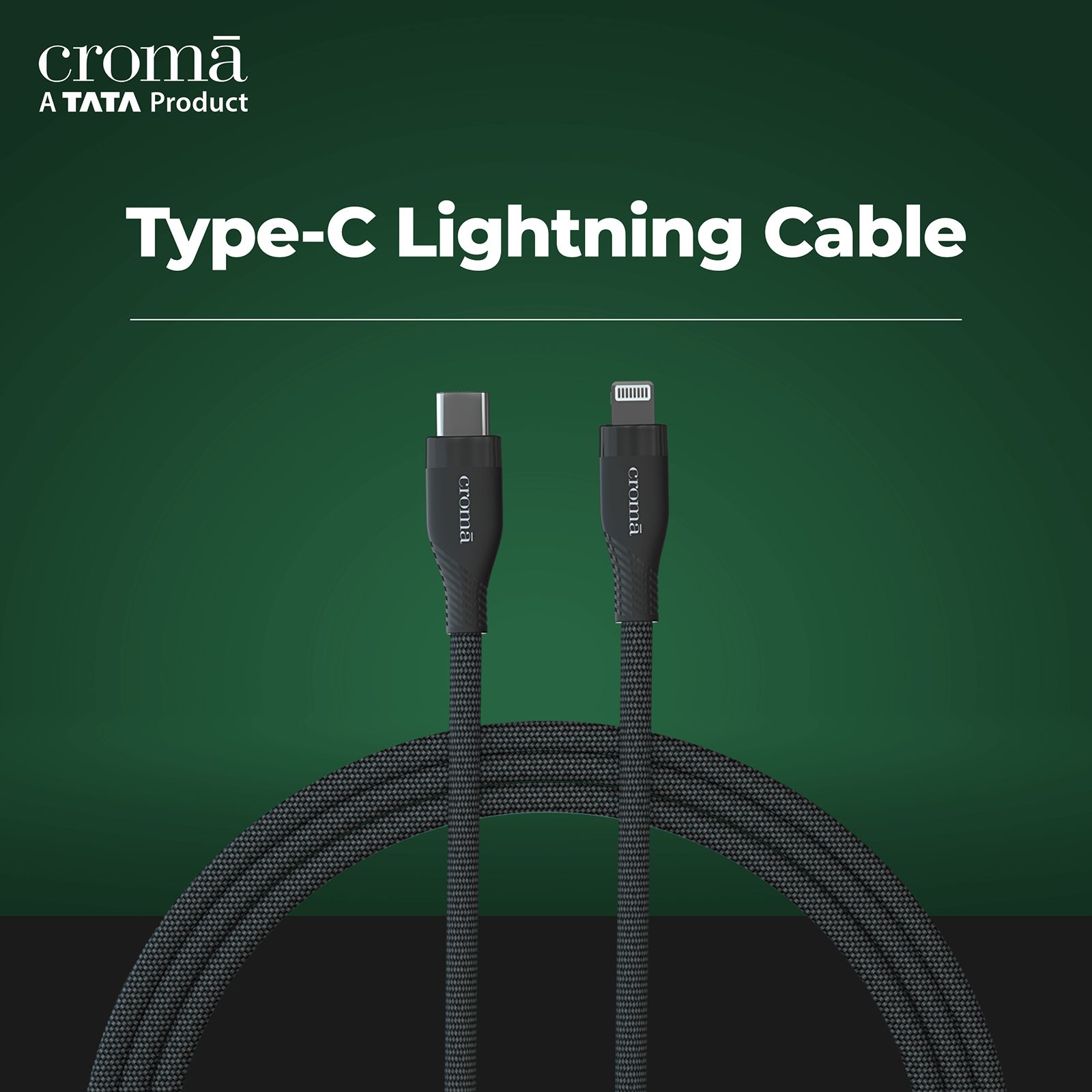 Croma Type C to Lightning 3.9 Feet (1.2M) Cable (Apple Certified, Black)_7