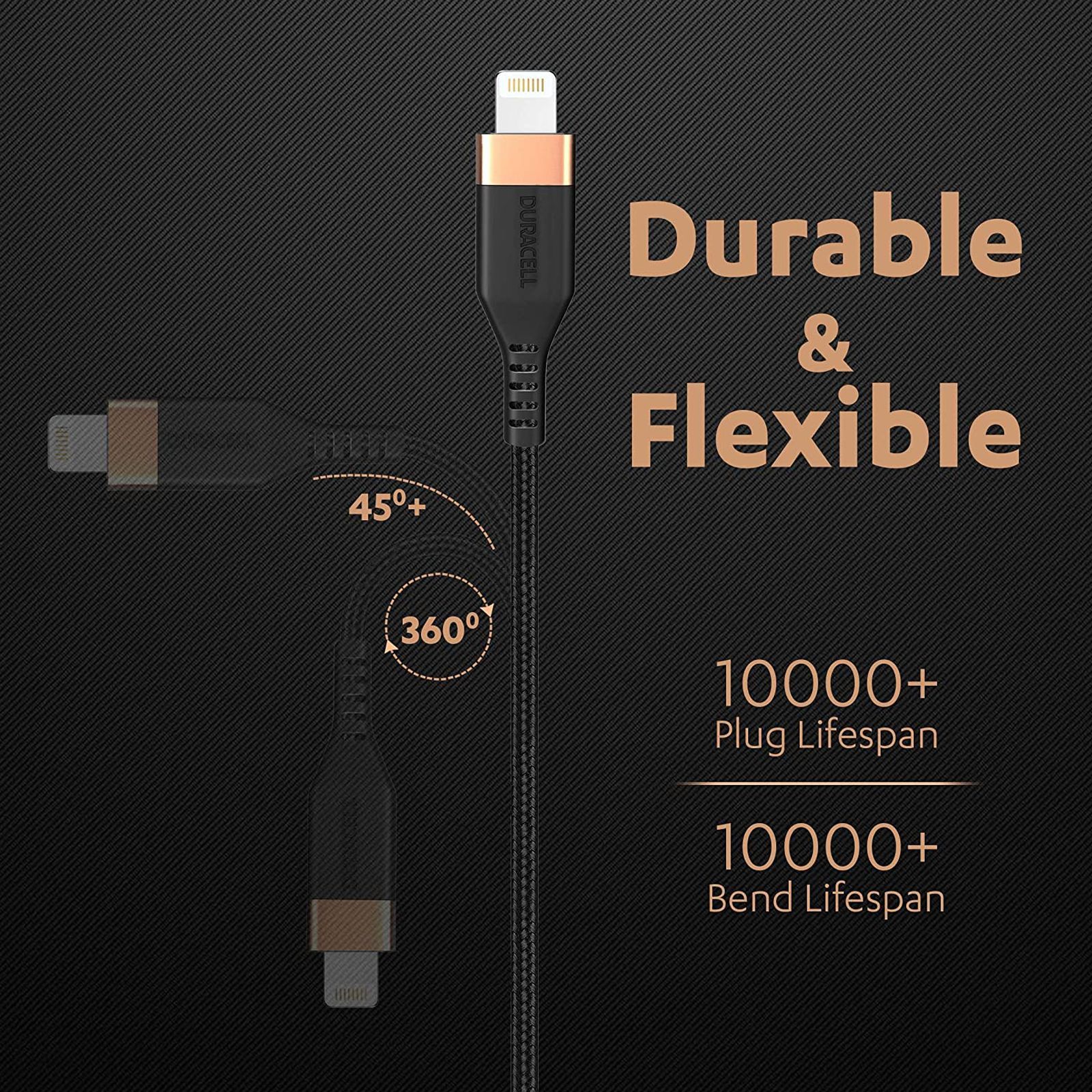 DURACELL Type C to Lightning 3.9 Feet (1.2M) Cable (Tangle Free, Black) DURACELL Type C to Lightning 3.9 Feet (1.2M) Cable (Tangle Free, Black)_3