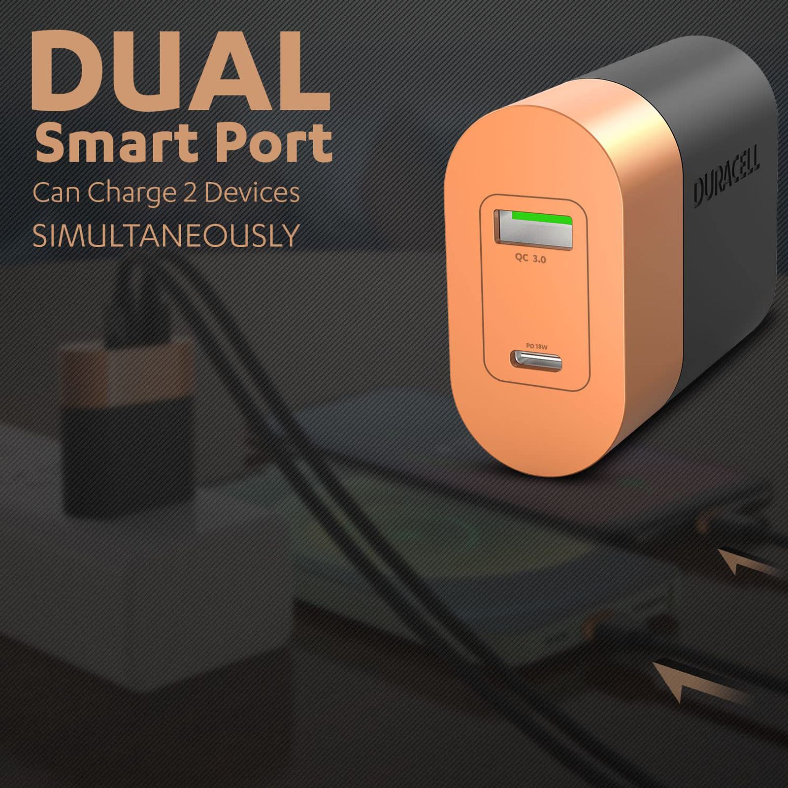 Duracell 36W Type A and Type C 2-Port Fast Charger (Adapter Only, Black)_3