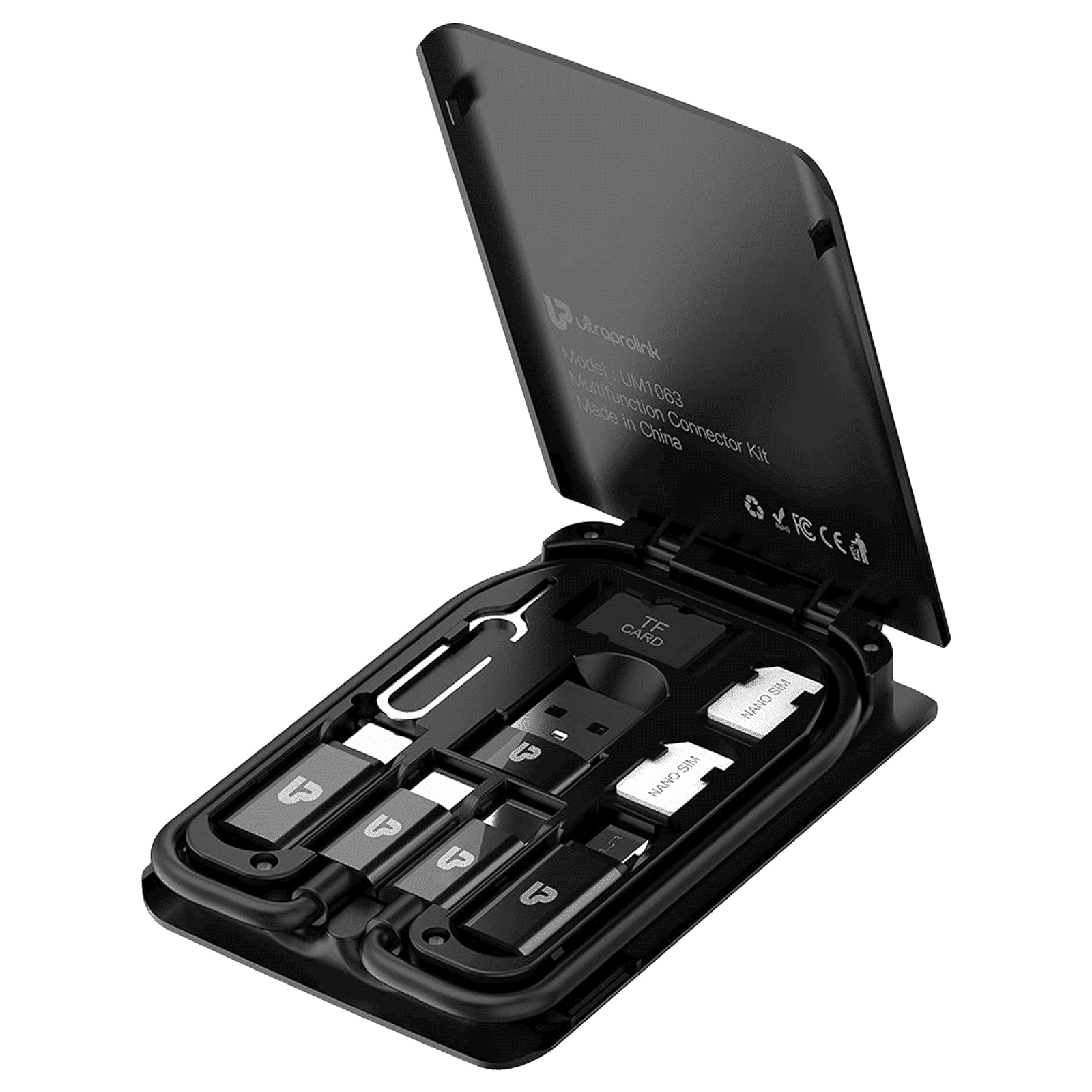 ultraprolink PowerLink Type C to Type C, Micro USB, Type A, SD Card, Nano Sim Slot 0.95 Feet (0.29M) 9-in1 Cable (Versatile and Compact, Black)_1