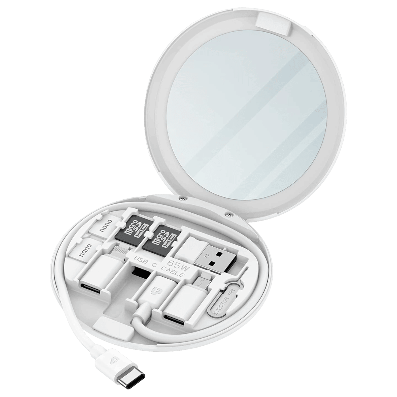 ultraprolink PowerLink Eve Type C to Type C, Micro USB, Type A, SD Card , Nano Sim Slot 0.95 Feet (0.28M) 11-in1 Cable (Small and Powerful, White)_1