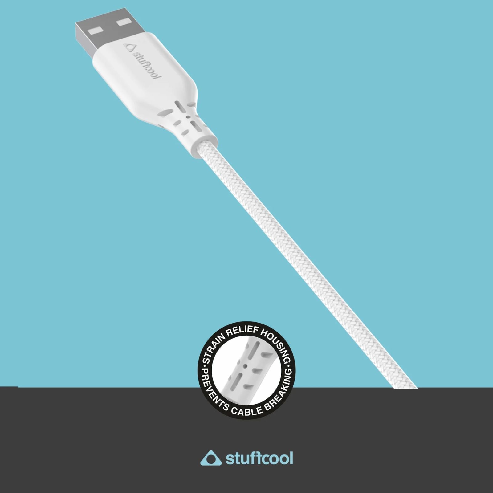 stuffcool Alto Type A to Type C 3.9 Feet (1.2M) Cable (Fast Charging, White)_6