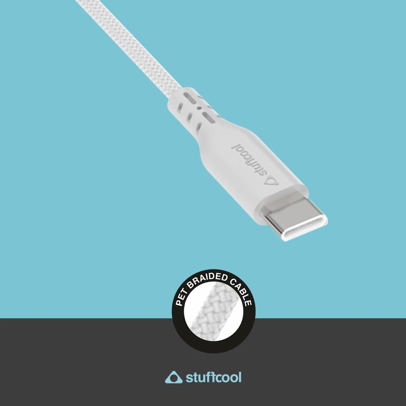 stuffcool Alto Type A to Type C 3.9 Feet (1.2M) Cable (Fast Charging, White)_5
