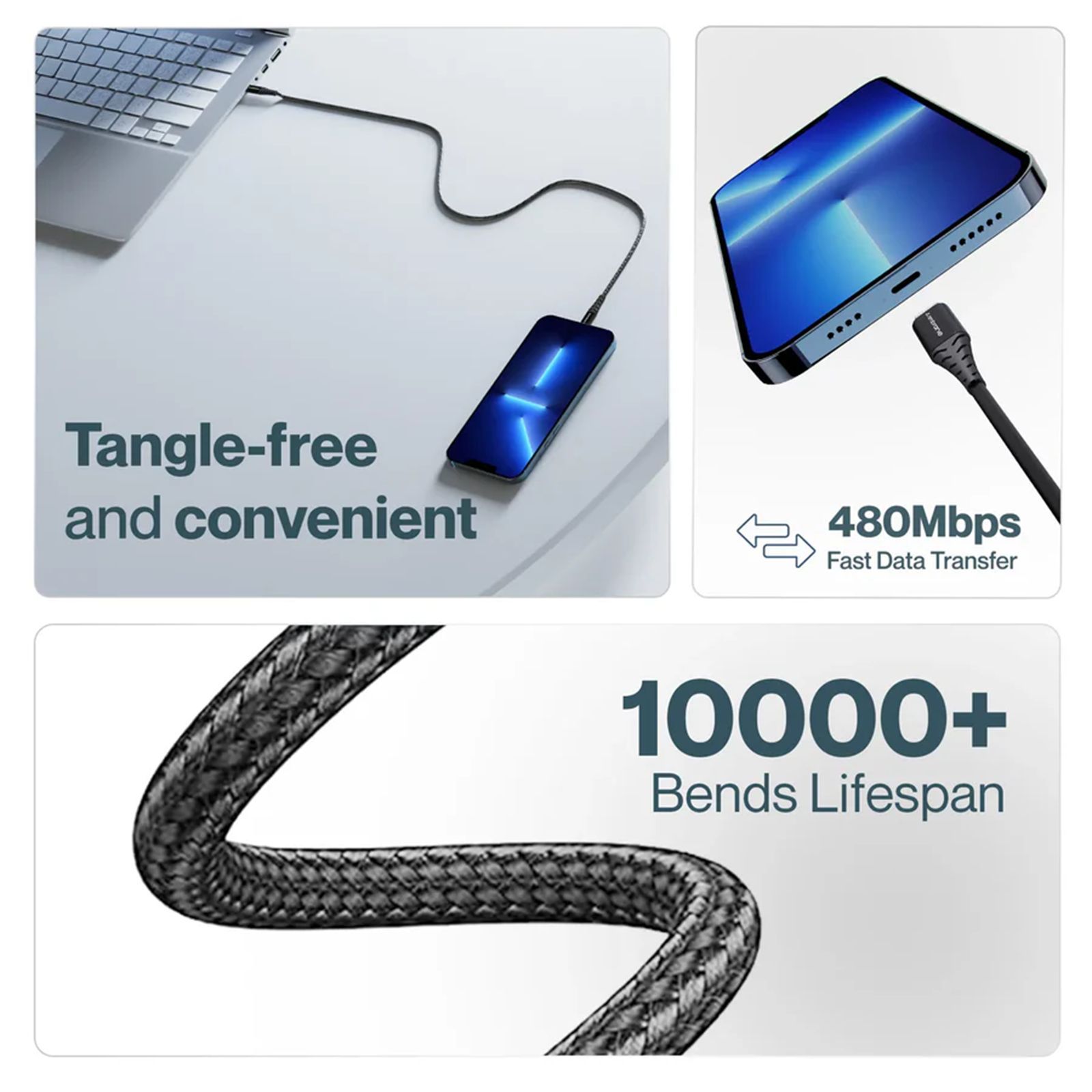 Ambrane RCTT-15 Type C to Type C 4.9 Feet (1.5M) Cable (Unbreakable, Black) Ambrane RCTT-15 Type C to Type C 4.9 Feet (1.5M) Cable (Unbreakable, Black)_3