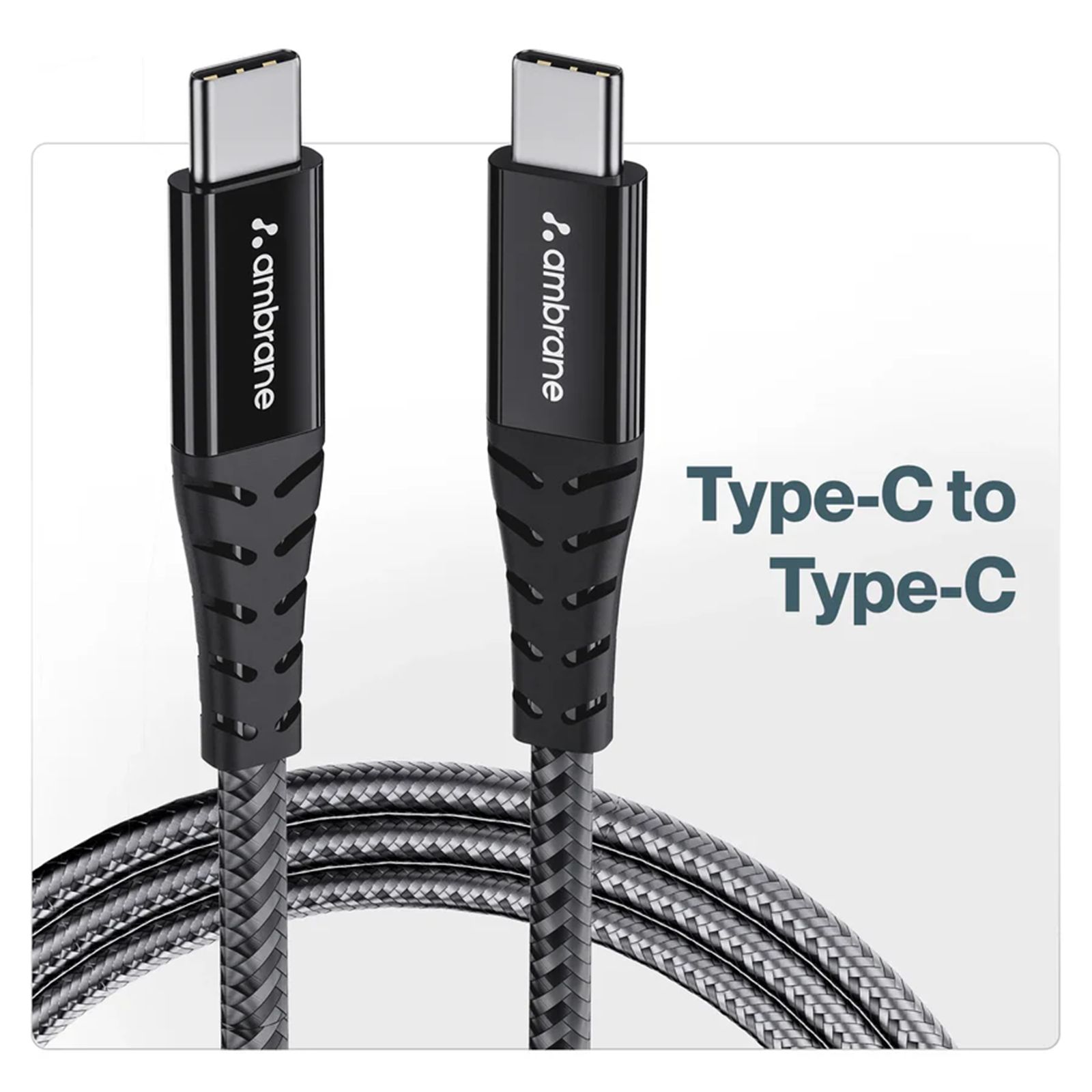 Ambrane RCTT-15 Type C to Type C 4.9 Feet (1.5M) Cable (Unbreakable, Black) Ambrane RCTT-15 Type C to Type C 4.9 Feet (1.5M) Cable (Unbreakable, Black)_6