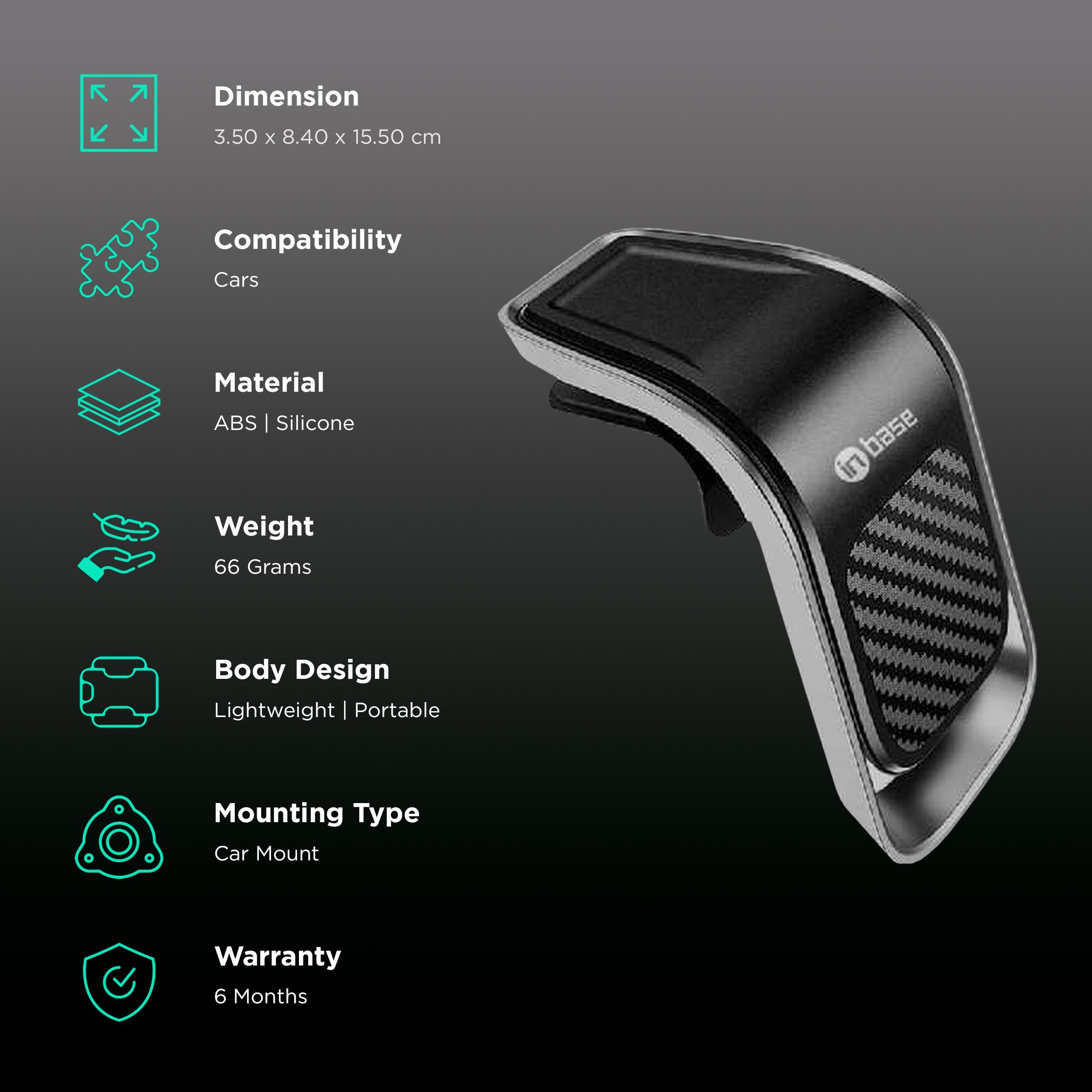 in base Magnetic Air Vent Dashboard Mount Car Mount For Mobiles (Powerful Magnet, Black)_3