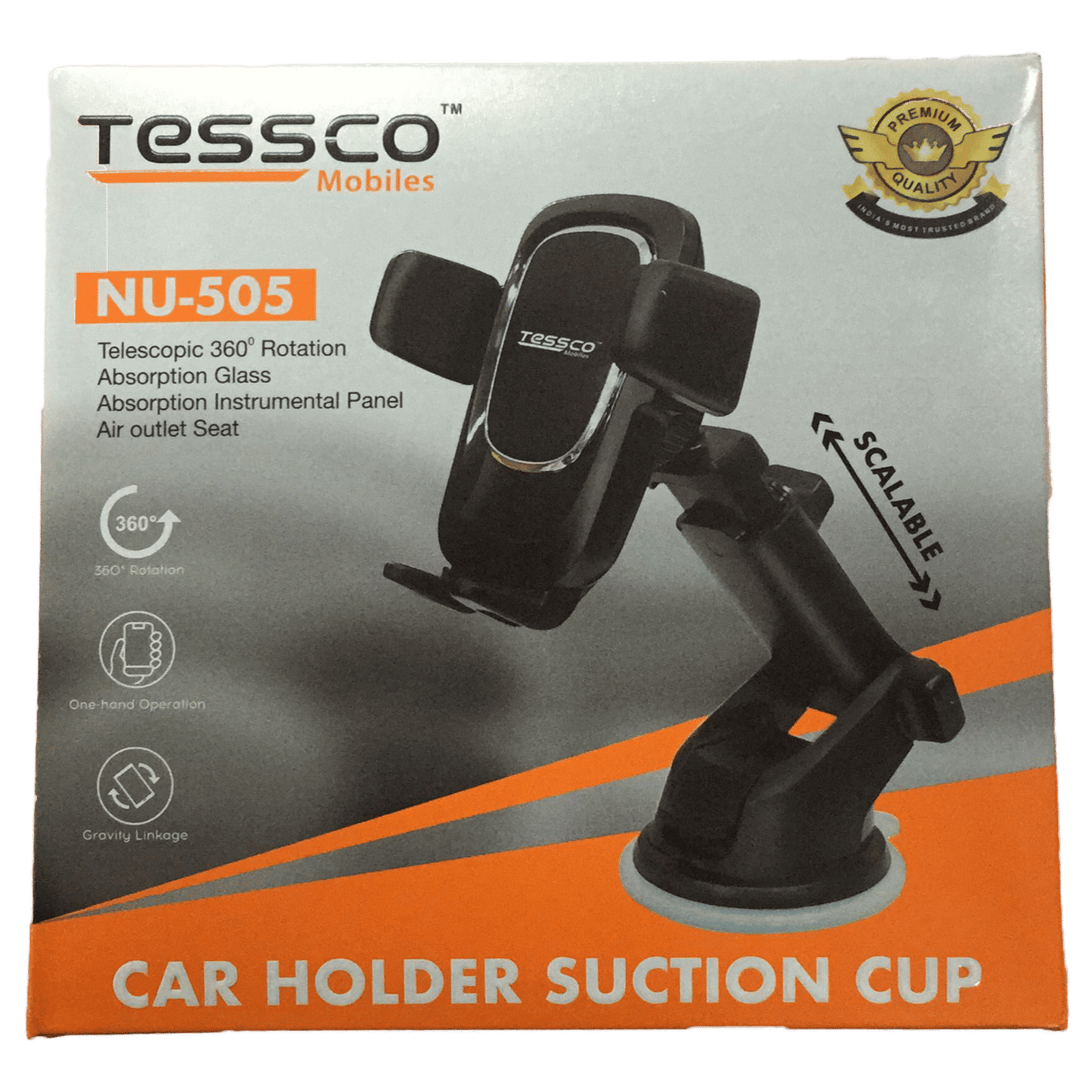 Tessco Mobiles Dashboard Car Mobile Holder (360 Degree Operation, TNU505, Black)_4