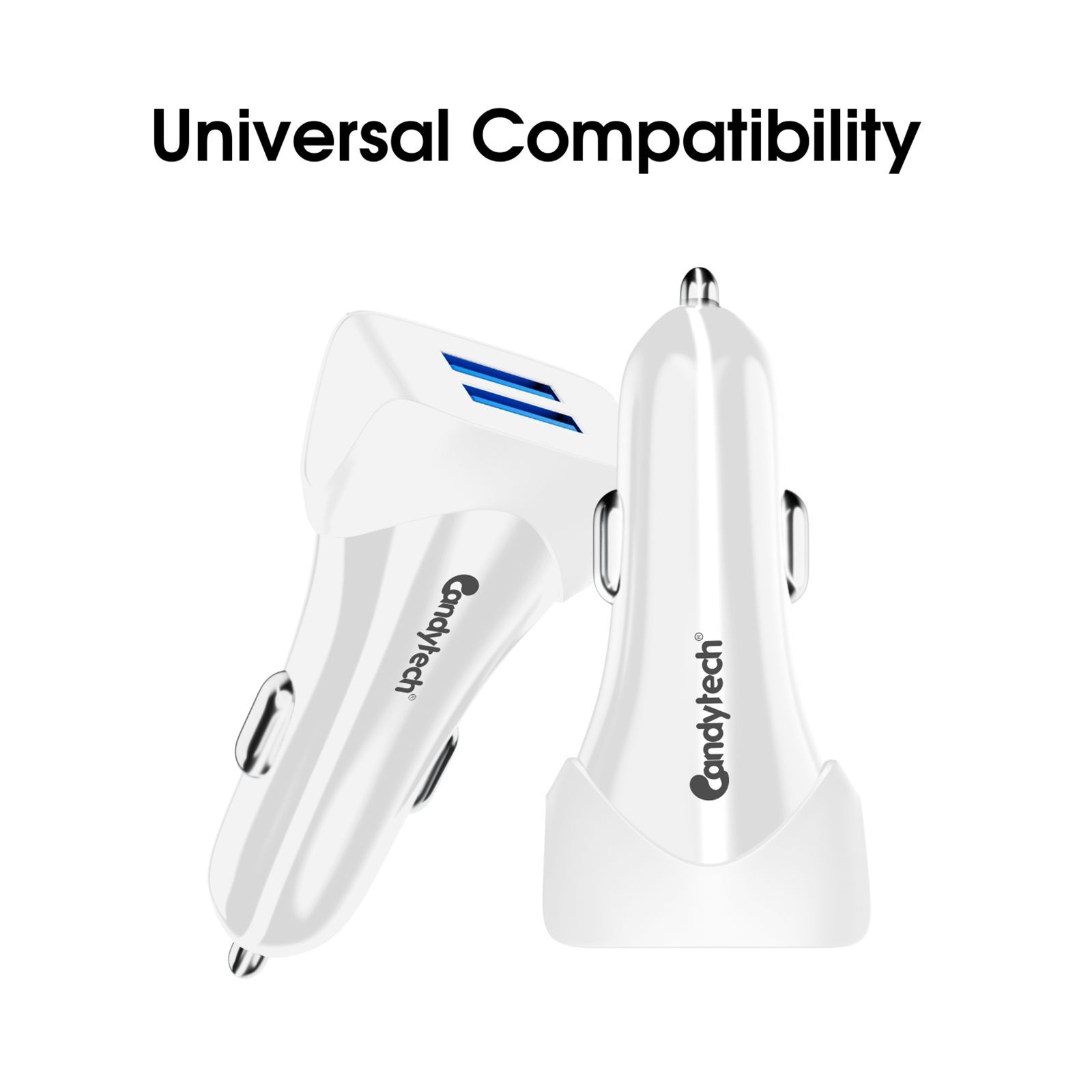 Candytech 3 Ampere 2 USB Ports Car Charging Adapter (Super Fast Charging, CC-15, White)_4