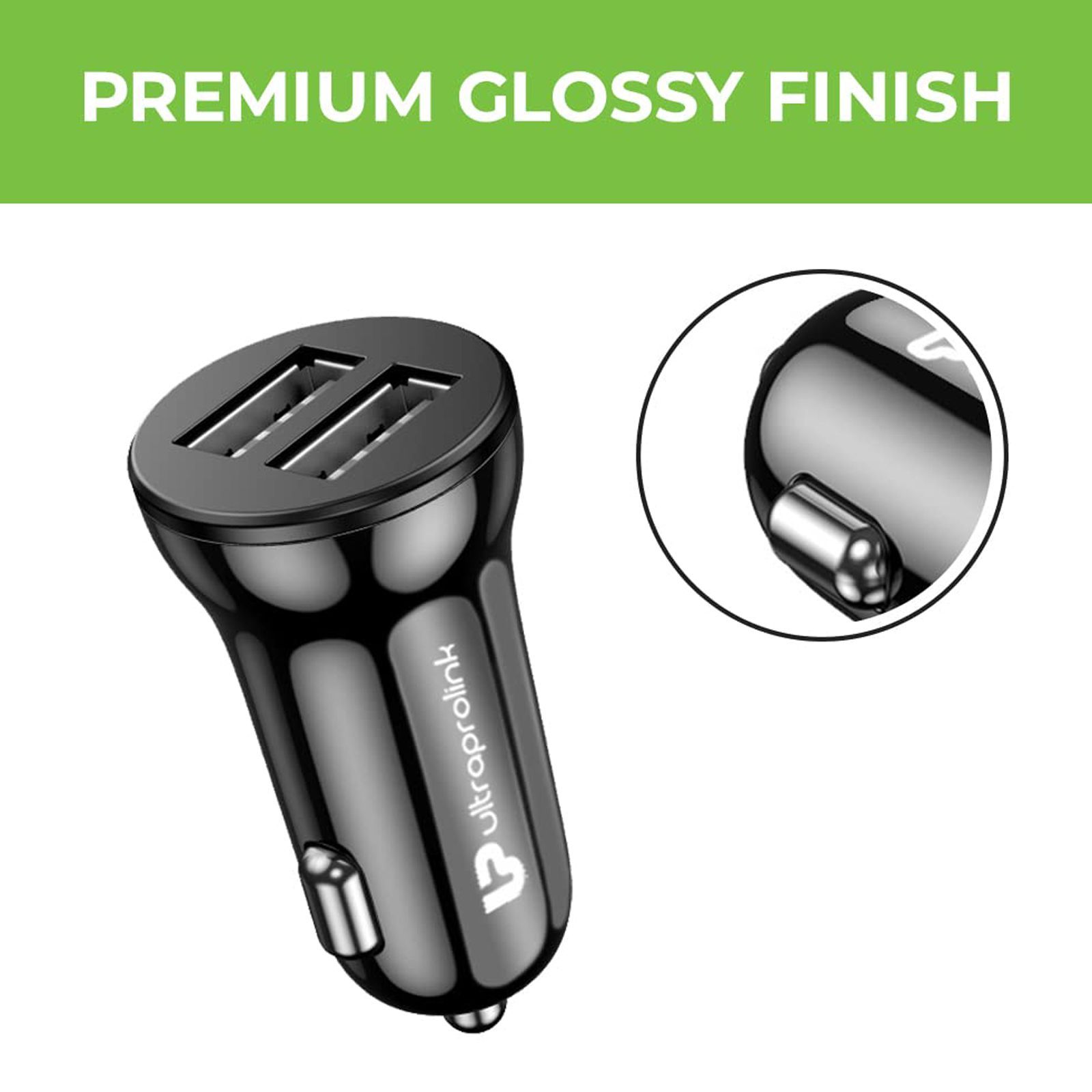 ultraprolink Mach12 12W 2 USB Ports Type C Car Charging Adapter with Cable (Type C, Smart Charge, Black)_5